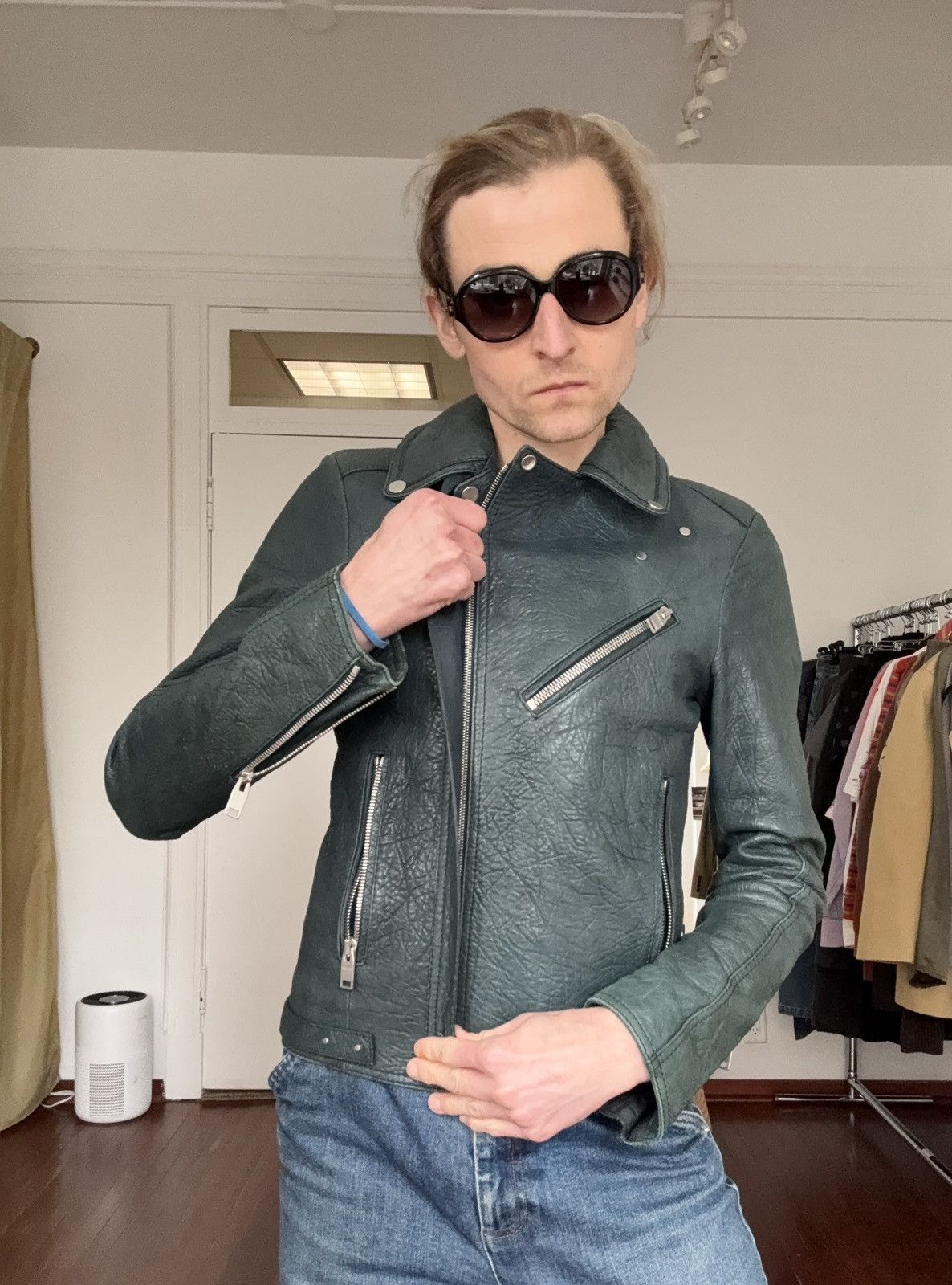 Balenciaga Balenciaga AW2014 Green Lamb Leather Biker Jacket Size US S / EU 44-46 / 1 - 4 Thumbnail