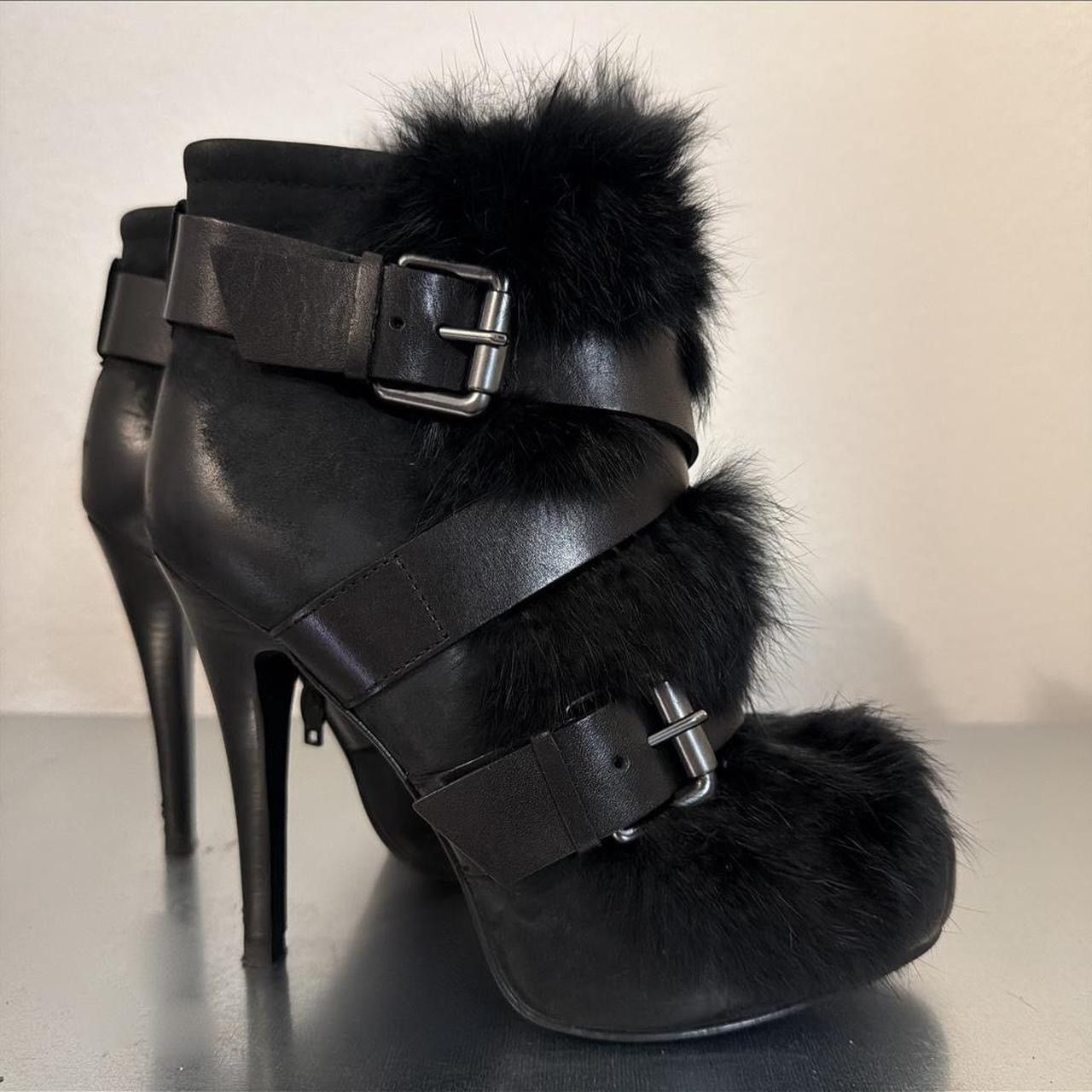 ASH ASH Emma Leather Rabbit Fur Bondage Heels Size US 5 / IT 35 - 2 Thumbnail