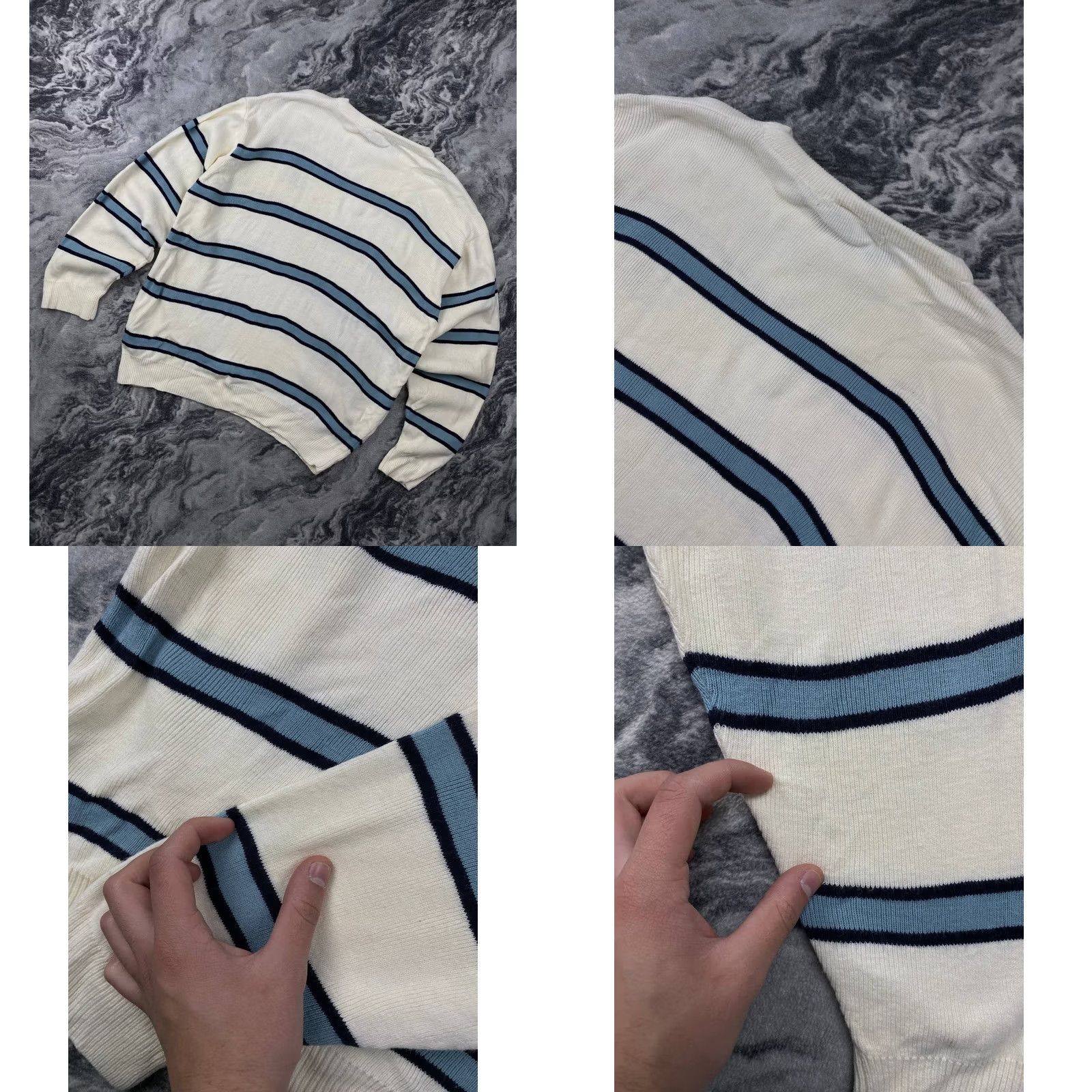 Dolce & Gabbana VINTAGE Dolce Gabbana Knit Sweater White Striped Big Logo Men XL Size US XL / EU 56 / 4 - 9 Thumbnail