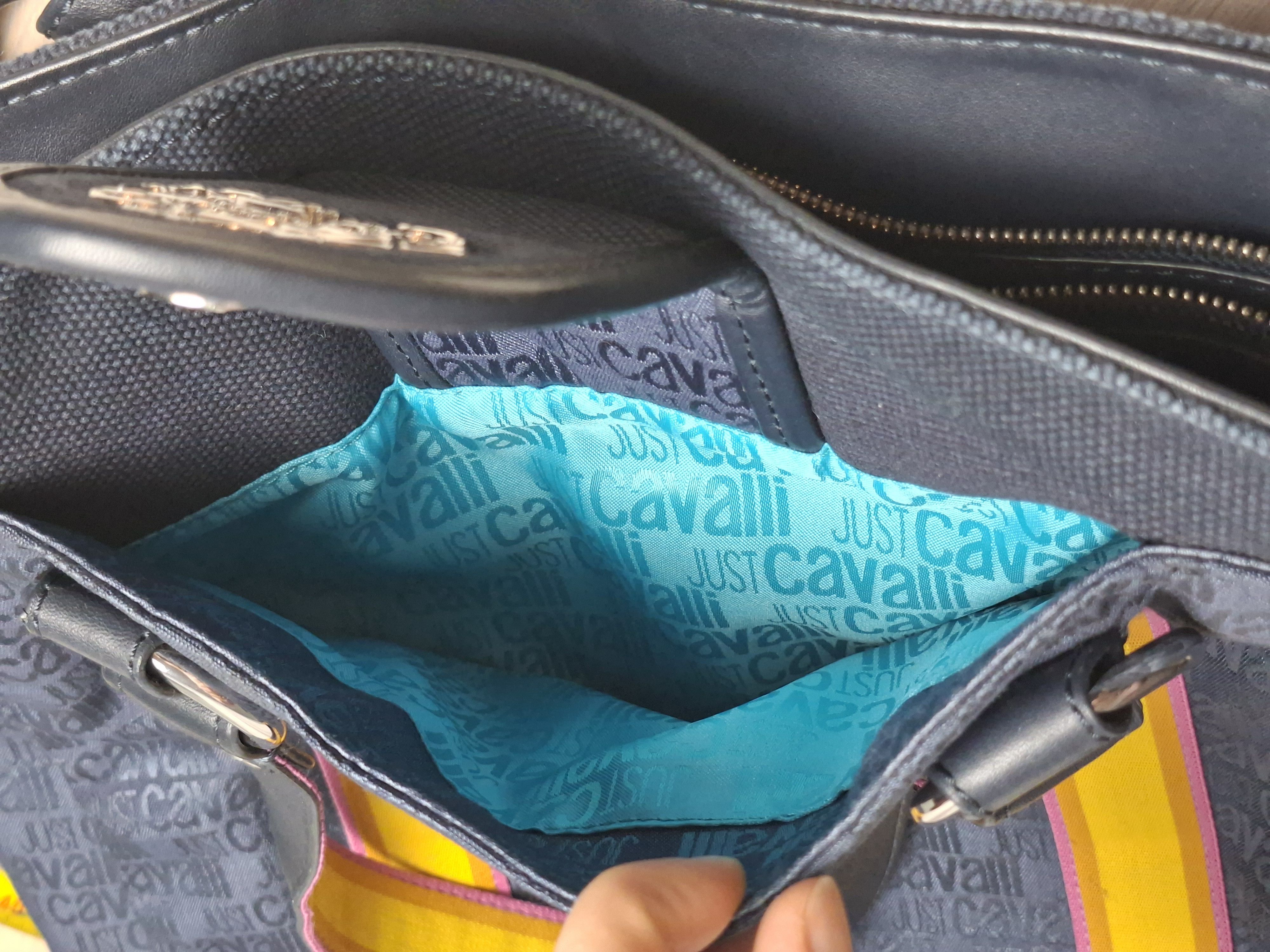 Just Cavalli Just Cavalli Navy Monogram Tote Bag Leather Trim Y2K Size ONE SIZE - 8 Thumbnail