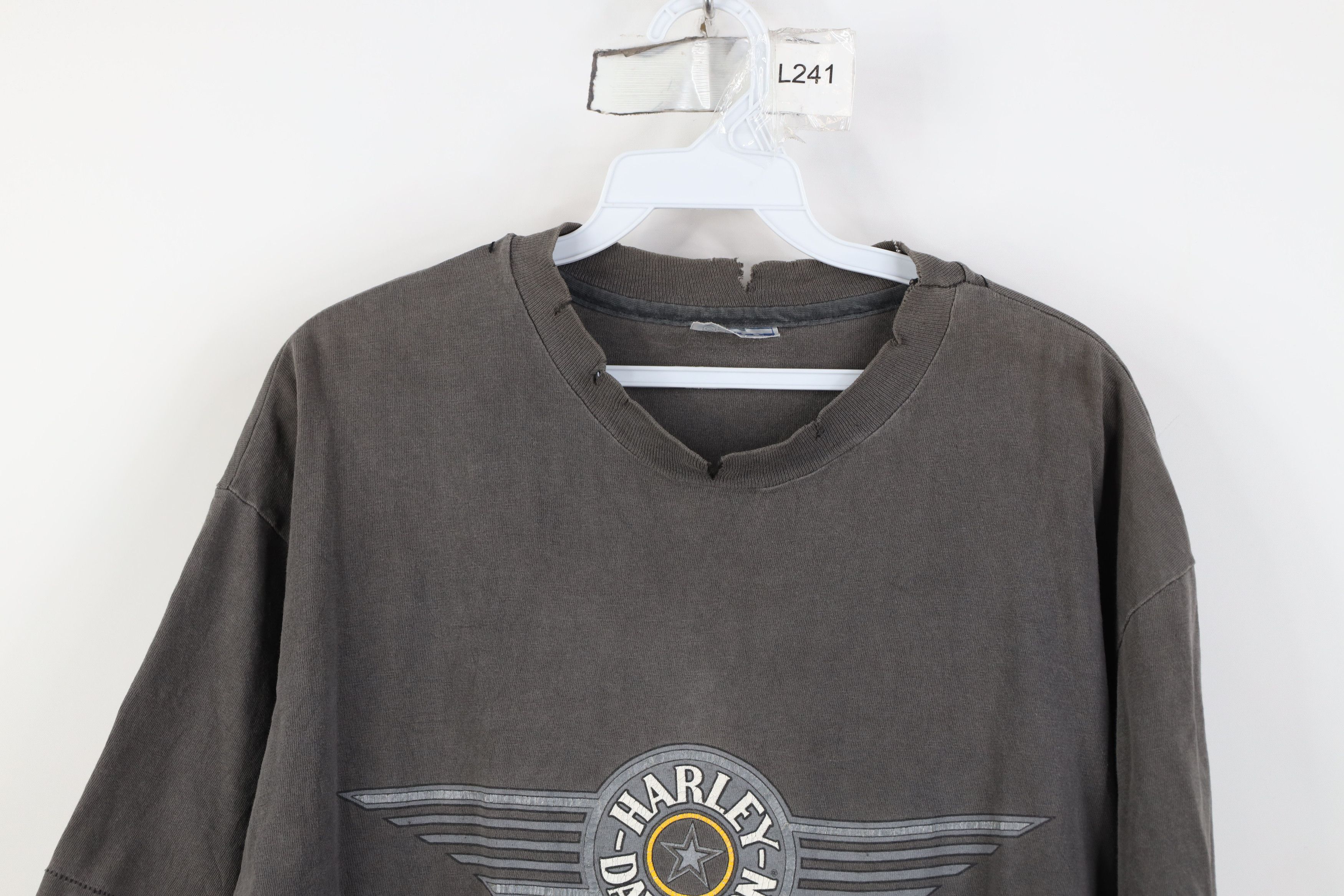 Harley Davidson Vintge 80s Harley Davidson Spell Motorcycle T-Shirt Gray USA Size US XL / EU 56 / 4 - 2 Thumbnail