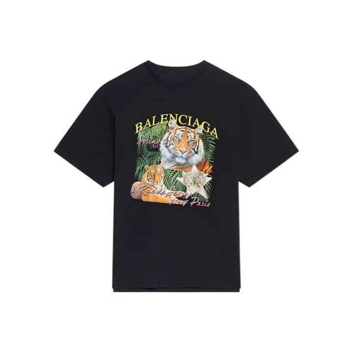 Balenciaga Balenciaga Men's Black Graphic Round Neck T-Shirt Size US S / EU 44-46 / 1 - 1 Thumbnail