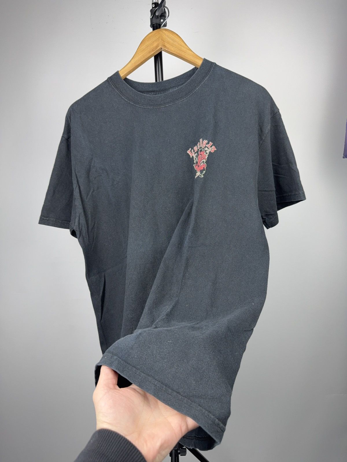90s Retro Lucky 13 Devil Graphic T-Shirt Hot Rod Biker USA