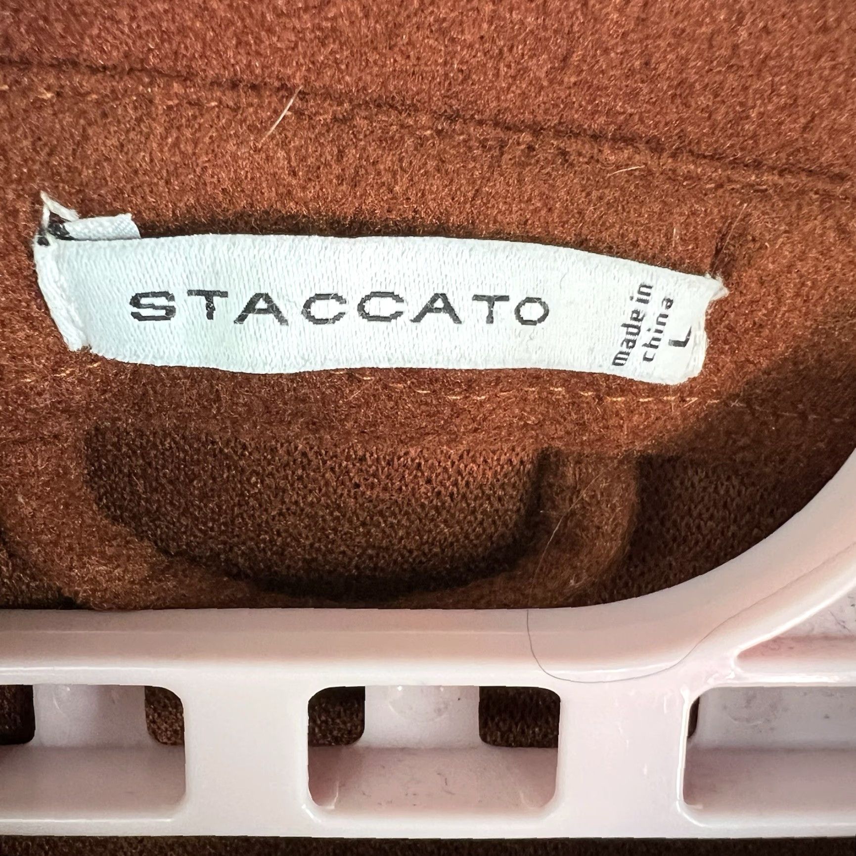 Rusty STACCATO Button-Up Shacket Jacket Womens Size L Rust Brown Polyester Flannel Pockets Casual Fall Size L / US 10 / IT 46 - 6 Thumbnail