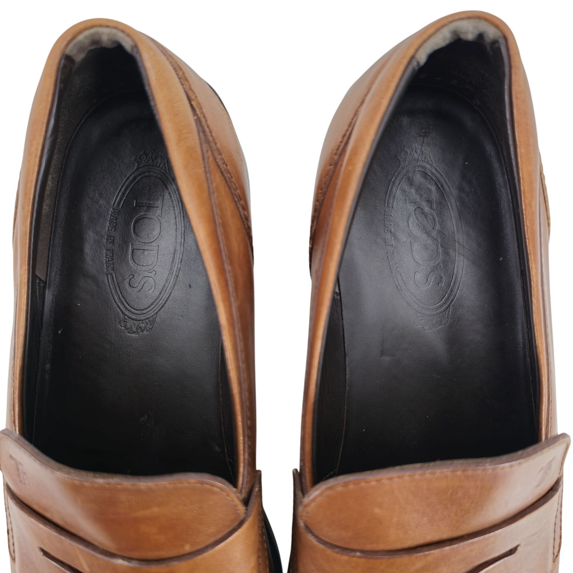 Tod's Tods Italy Mens 9.5 Light Brown Leather Dress Casual Shoes Size US 9.5 / EU 42-43 - 7 Thumbnail