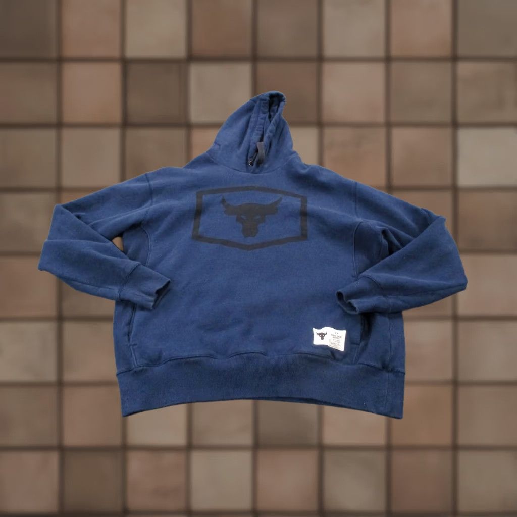 Under Armour Under Armour Project Rock Hoodie Mens XL Blue Dwayne Johnson Rock Logo Hooded Pullover Pocket Size US XL / EU 56 / 4 - 1 Thumbnail