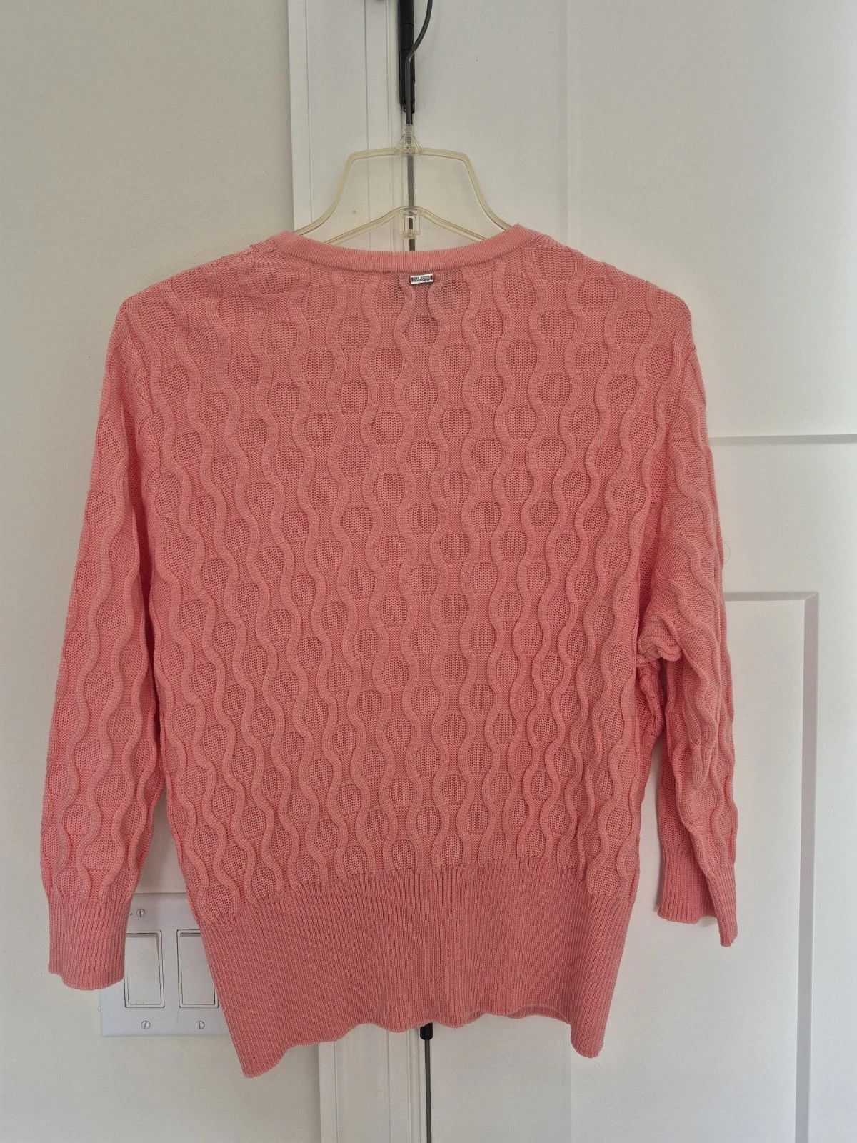 St. John Sweater Santana Cable Knit Coral Wool Blend Button Up Cardi Size L / US 10 / IT 46 - 3 Thumbnail