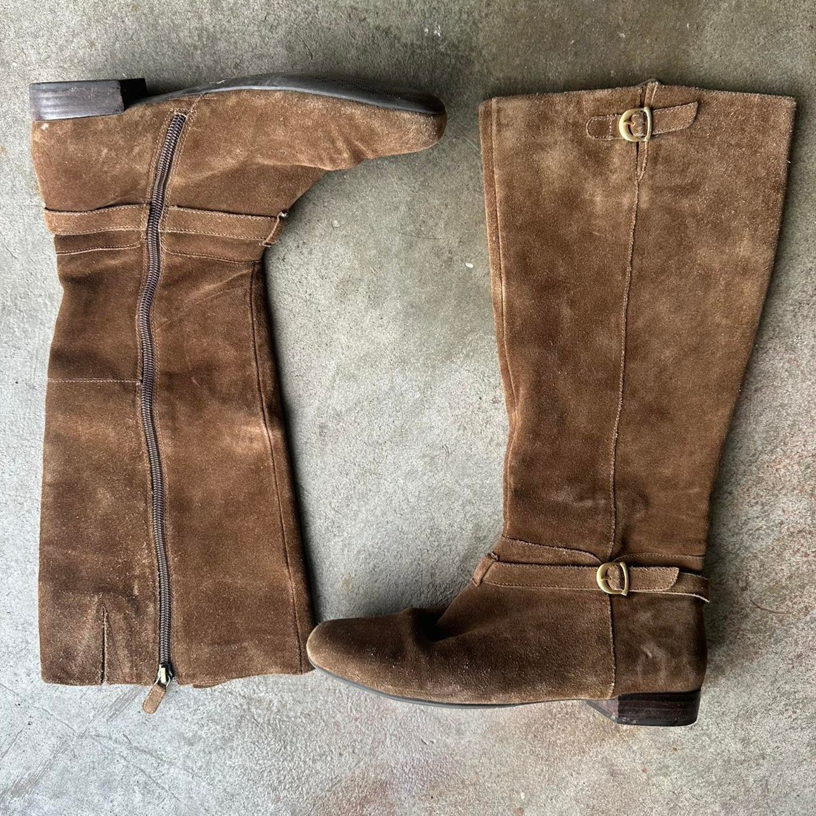 Other Western Suede Knee High Brown Leather Boots Size US 9 / IT 39 - 2 Thumbnail