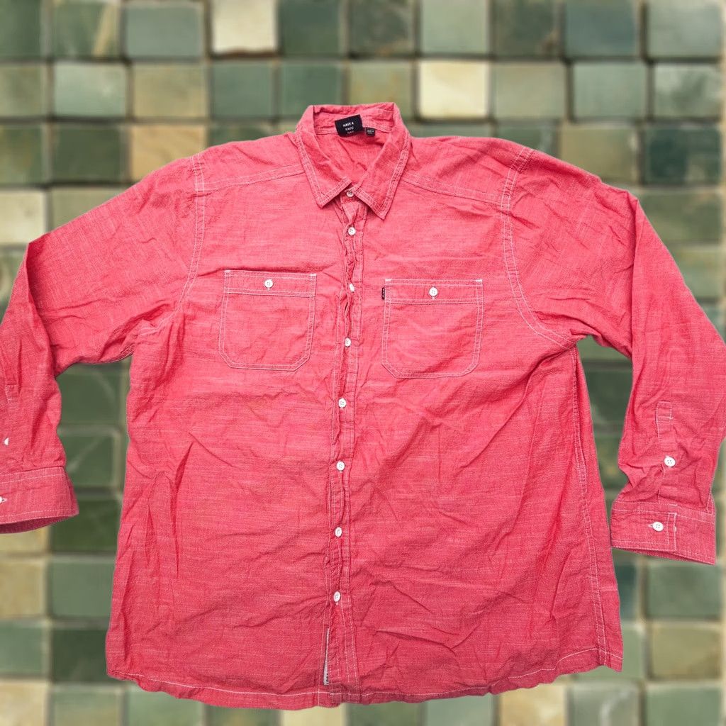 KAVU KAVU Shirt Red 2XL 100% Cotton Contrast Stitch Long Sleeve Mens Size US XXL / EU 58 / 5 - 1 Thumbnail