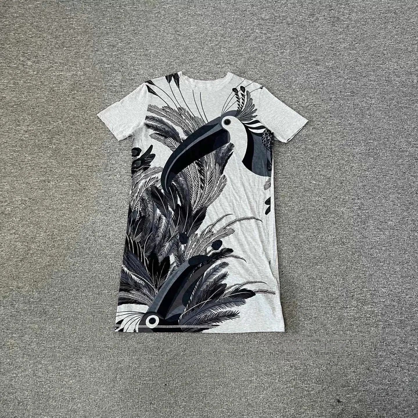 Hermes Hermes Gray Toucan Print T. Size S / US 4 / IT 40 - 1 Thumbnail