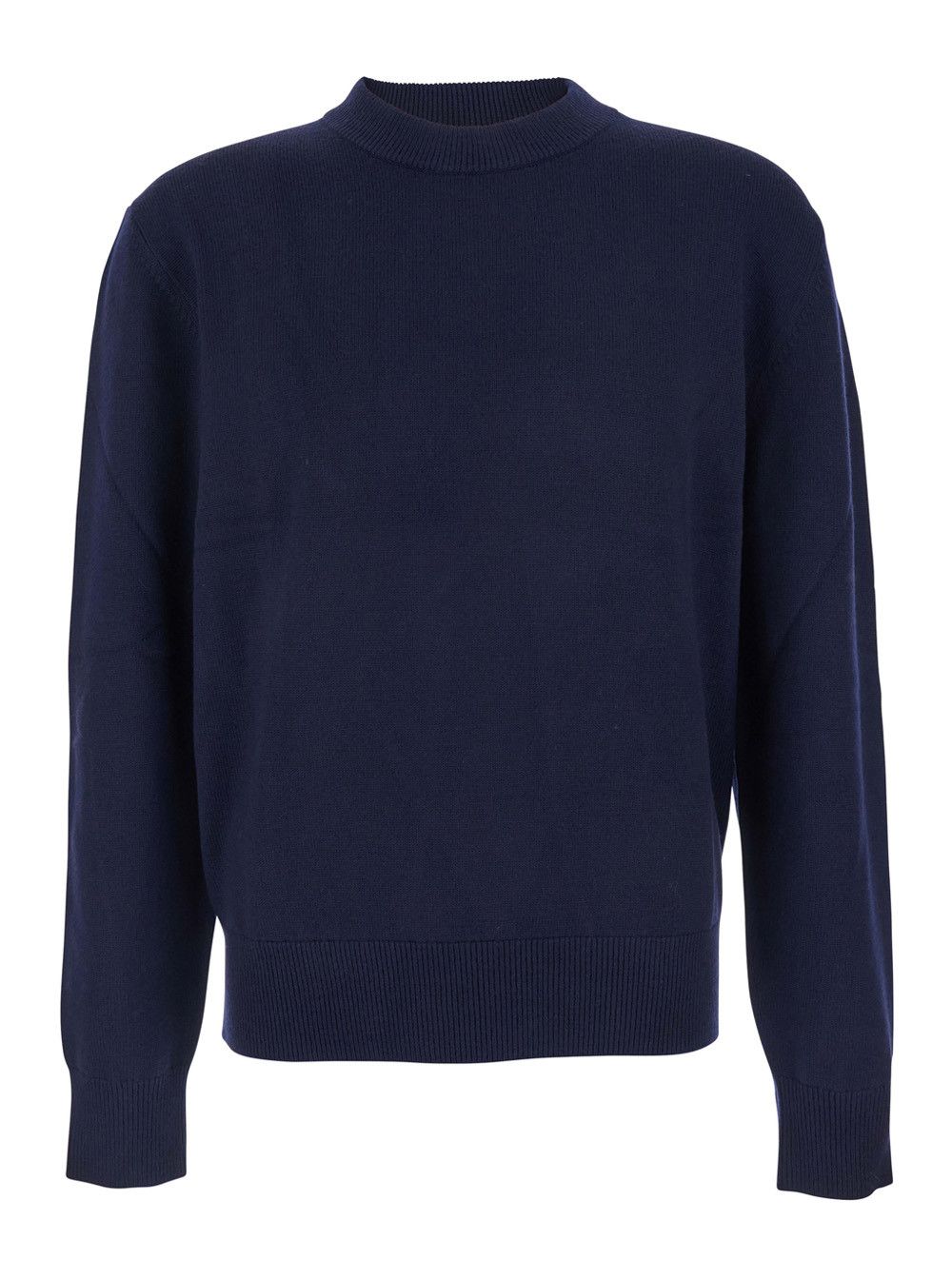 Sunflower Blue Crew Neck Sweater with Dropped Shoulder in Wool Blend Man Size US S / EU 44-46 / 1 - 1 Thumbnail