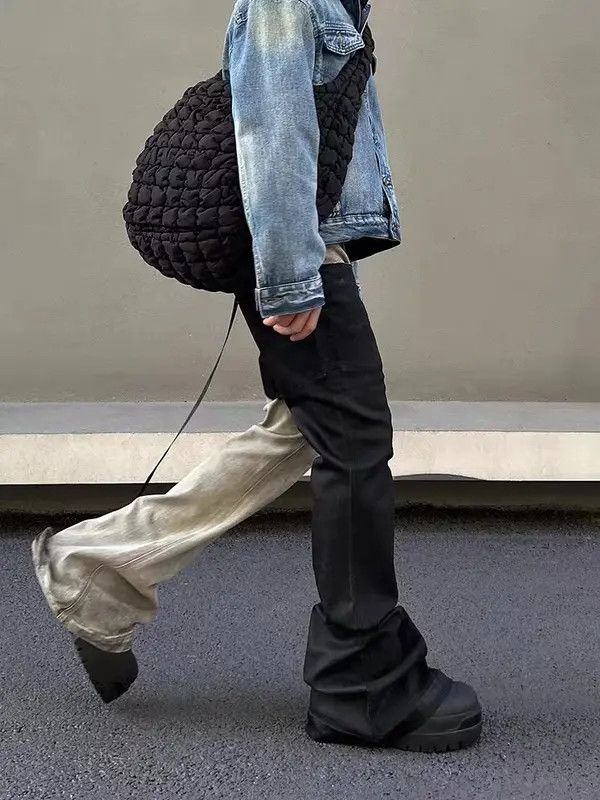 Japanese Brand VIBE Retro hip-hop black and white splicing punk wax pants Size US 33 - 2 Thumbnail