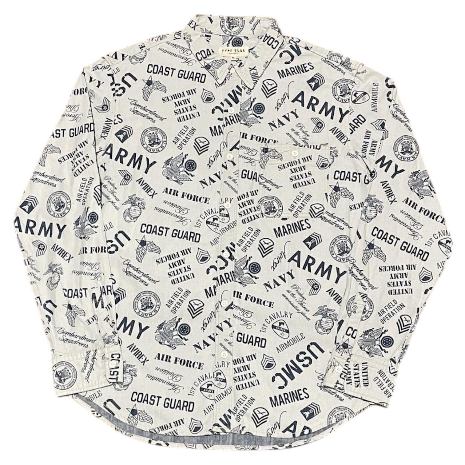 Avirex 2000s Avirex Type Blue Printed Various Military Work Shirt Size US L / EU 52-54 / 3 - 1 Thumbnail