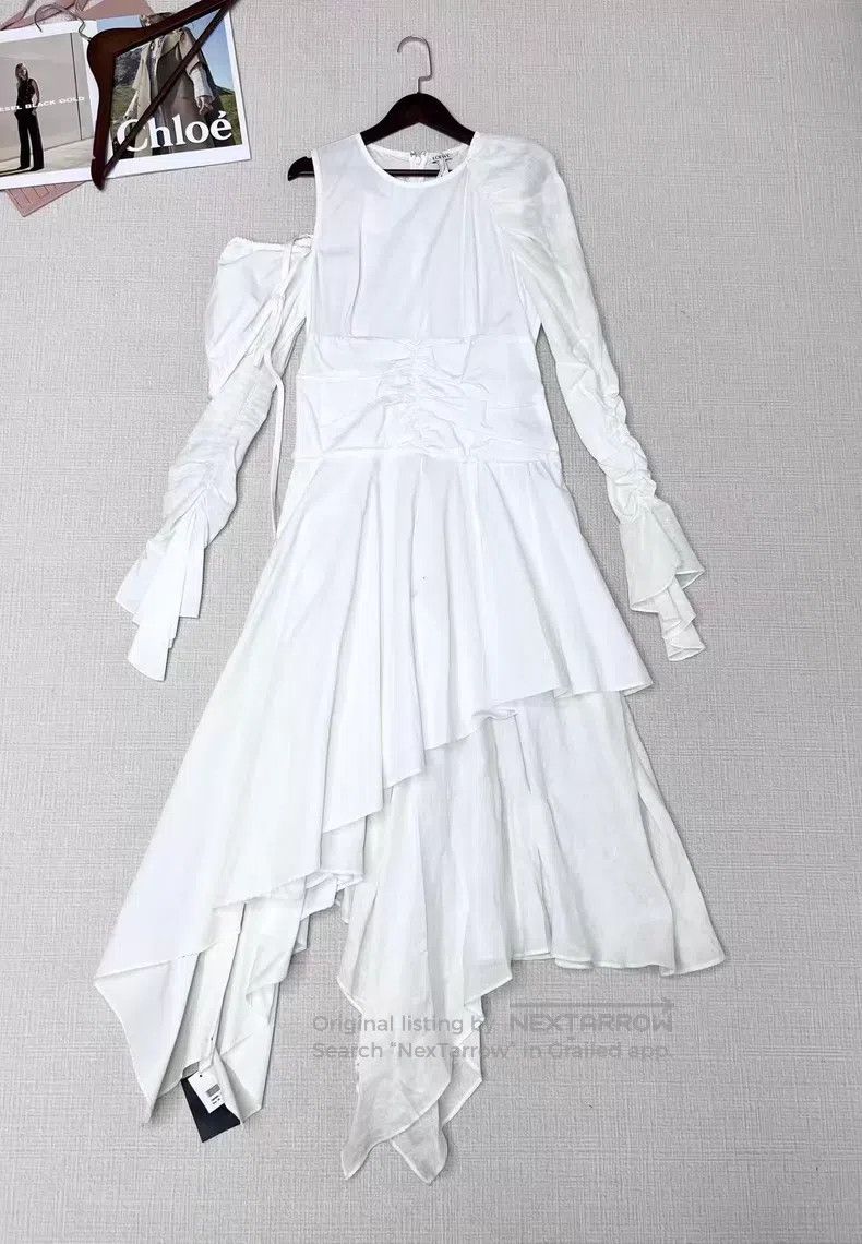 Loewe Loewe Fairies Series White Asymmetrical Waistline Dress Size S / US 4 / IT 40 - 1 Thumbnail