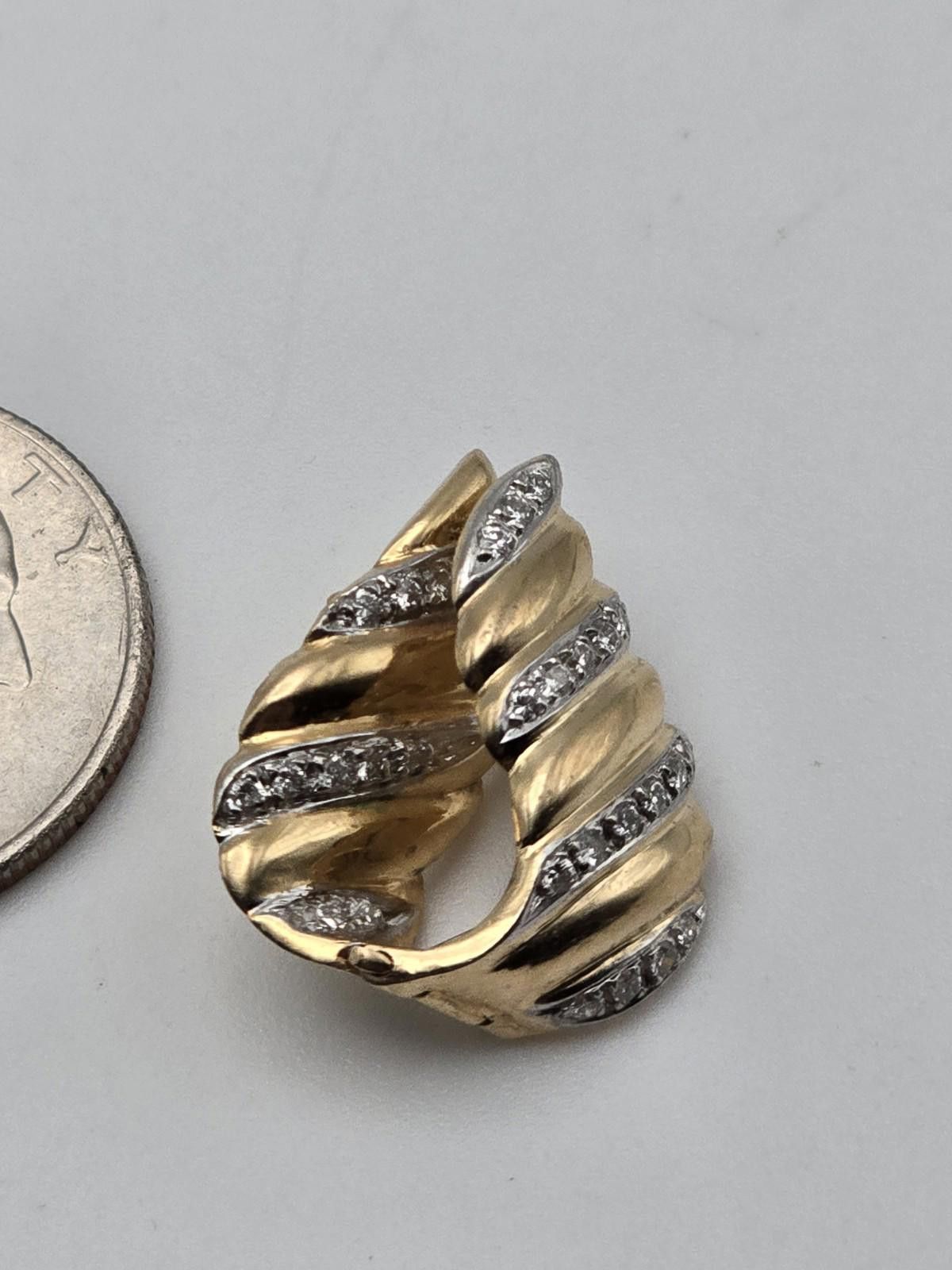 The Unbranded Brand Vintage 14k Yellow Gold Diamond Clip-On Earrings Hinged Size ONE SIZE - 5 Thumbnail
