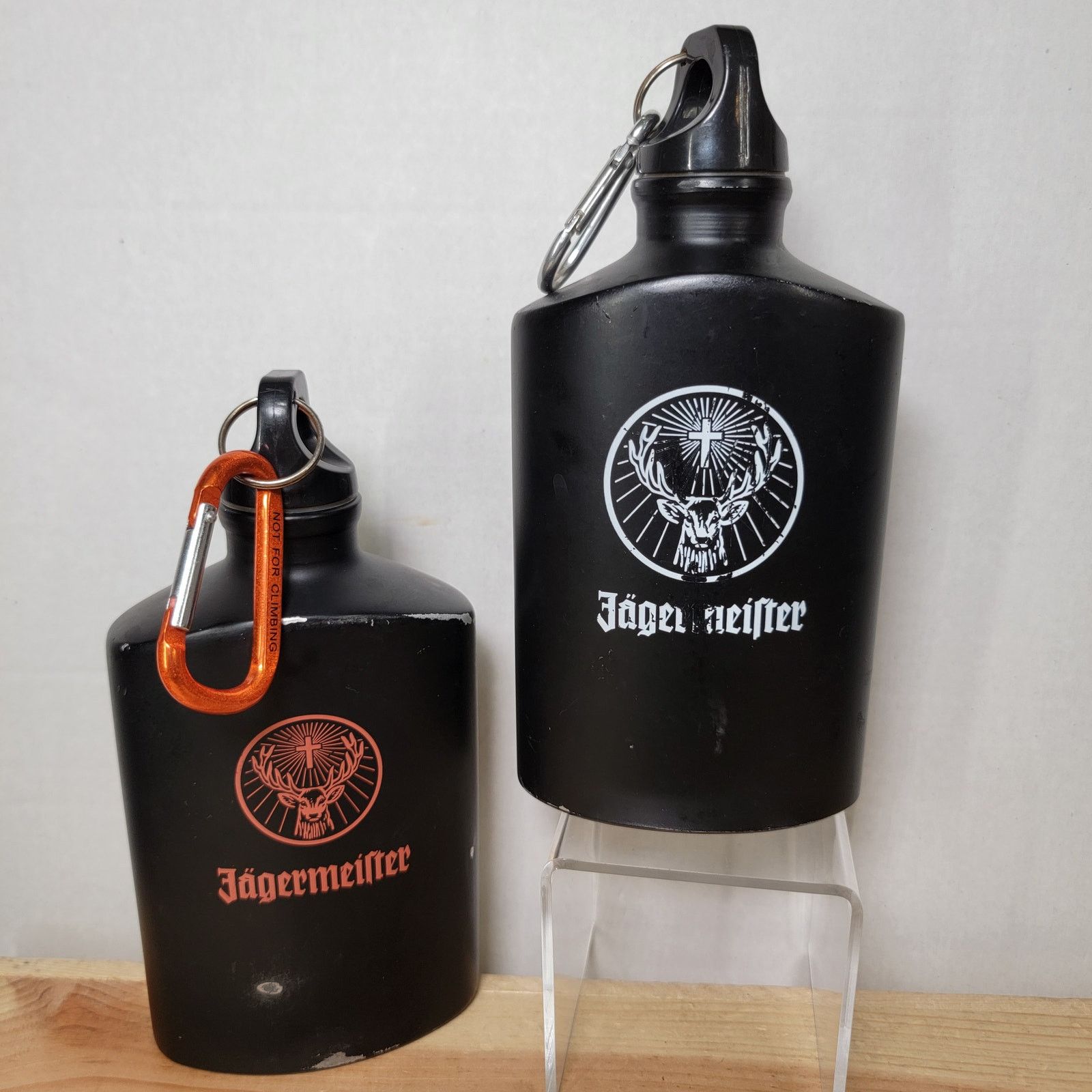 Other Set of 2 Jägermeister Black Aluminum Hip Flasks w Carabiners Size ONE SIZE - 1 Thumbnail