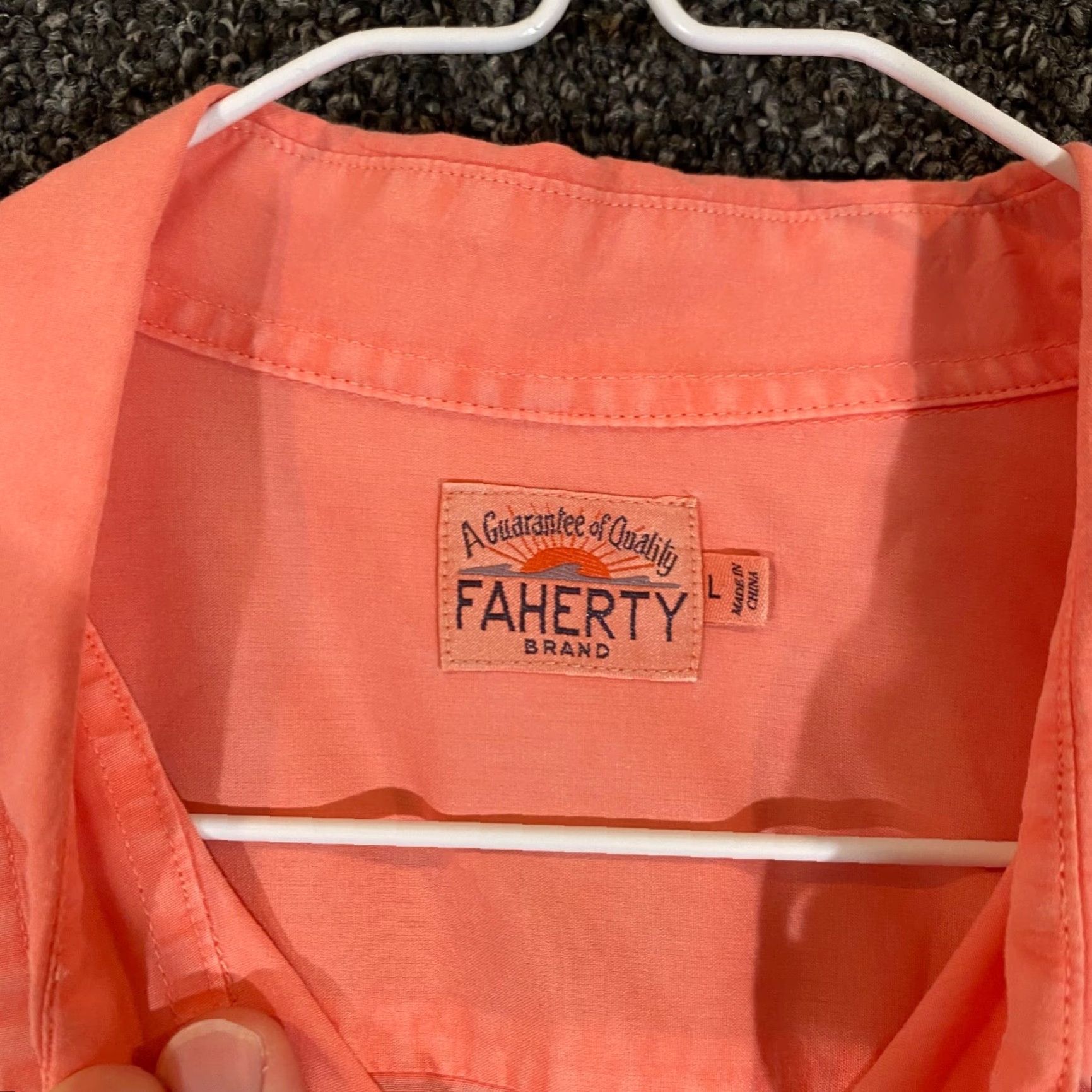Faherty Faherty Shirt Mens Large Orange Button-Up Outdoors L/S Cotton Shirt Size US L / EU 52-54 / 3 - 2 Thumbnail