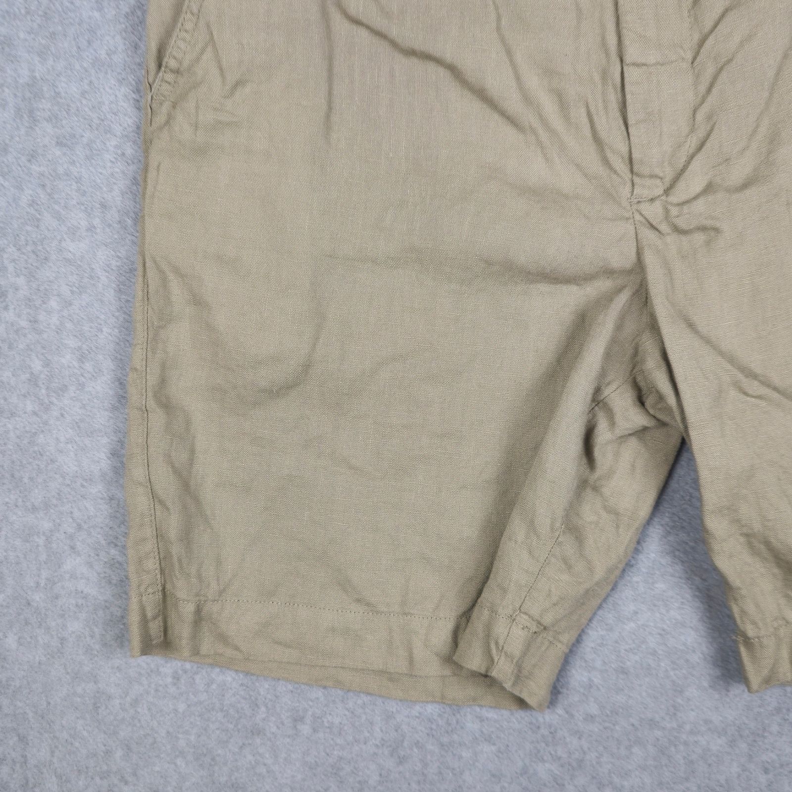 Zara Zara Large Light Beige 100% Linen Flat Front Chino Shorts Size US 32 / EU 48 - 10 Thumbnail