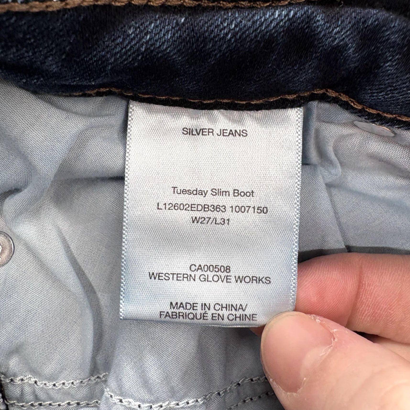 Silver Jeans Co. Silver Jeans Tuesday Slim Boot Womens 27x31 Blue Dark Wash Bootcut Stretch Y2K Jeans Size 27" / US 4 / IT 40 - 5 Thumbnail