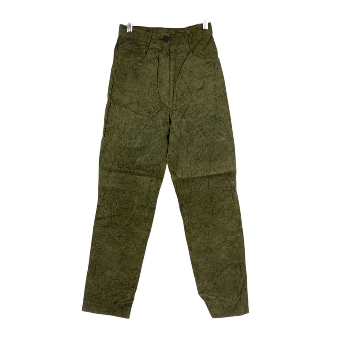 Fendi Vtg Fendi Olive Textured Leather Pants IT 38 XS Y2K Archive Size 38" / US 16 / IT 52 - 1 Thumbnail
