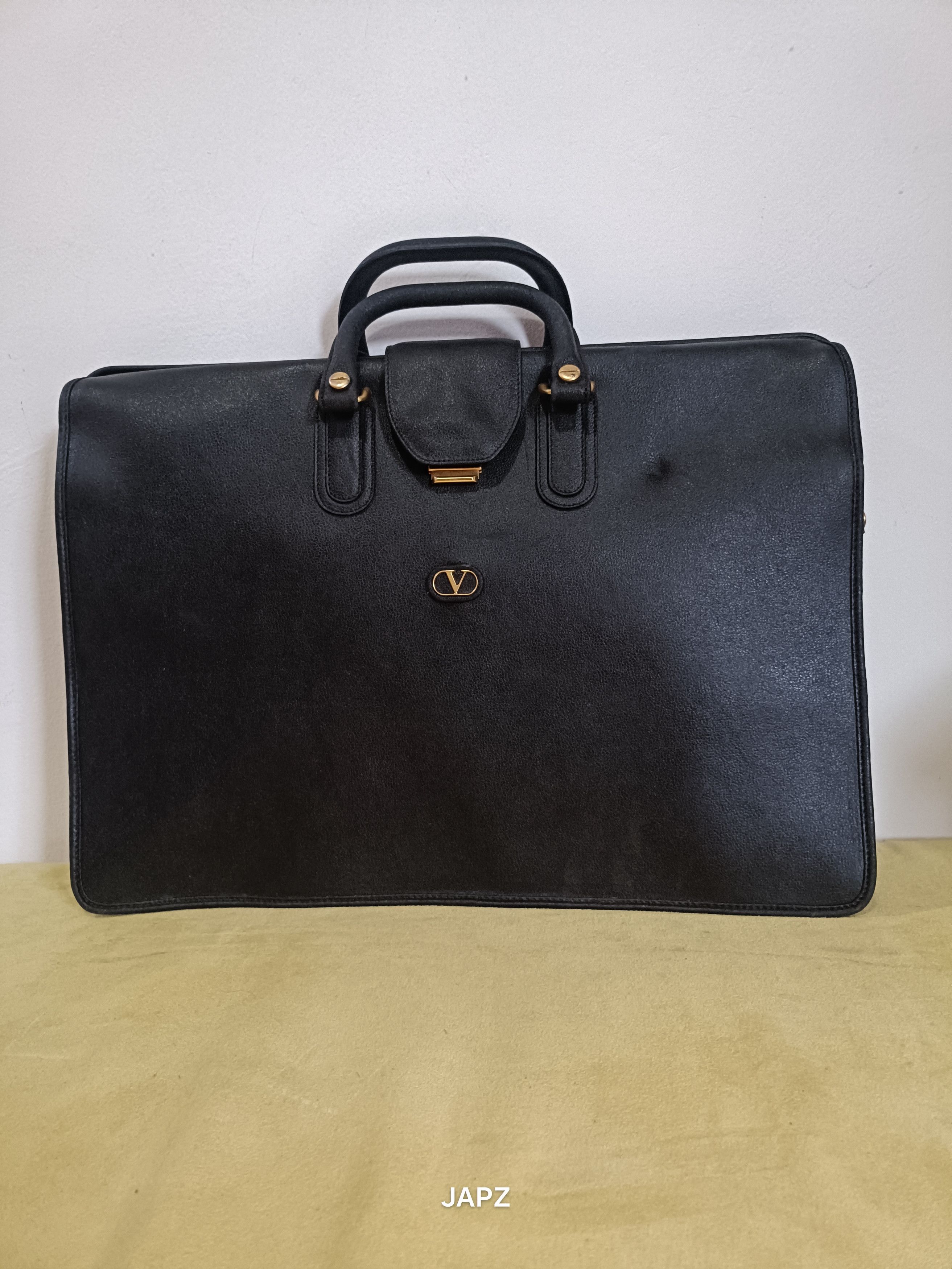 Vintage Valentino Garavani Top Handle Briefcase Business Bag in Black, Men's