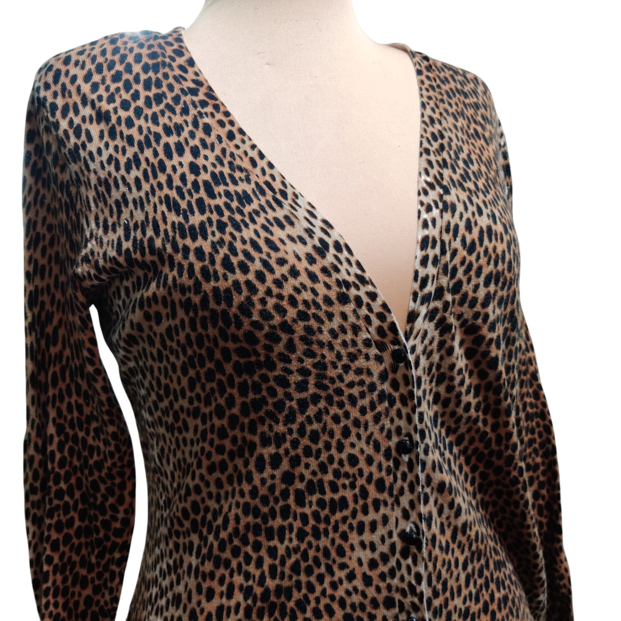 Other New York Company L Leopard Print Button Front V Neck Long Sl Size L / US 10 / IT 46 - 2 Thumbnail