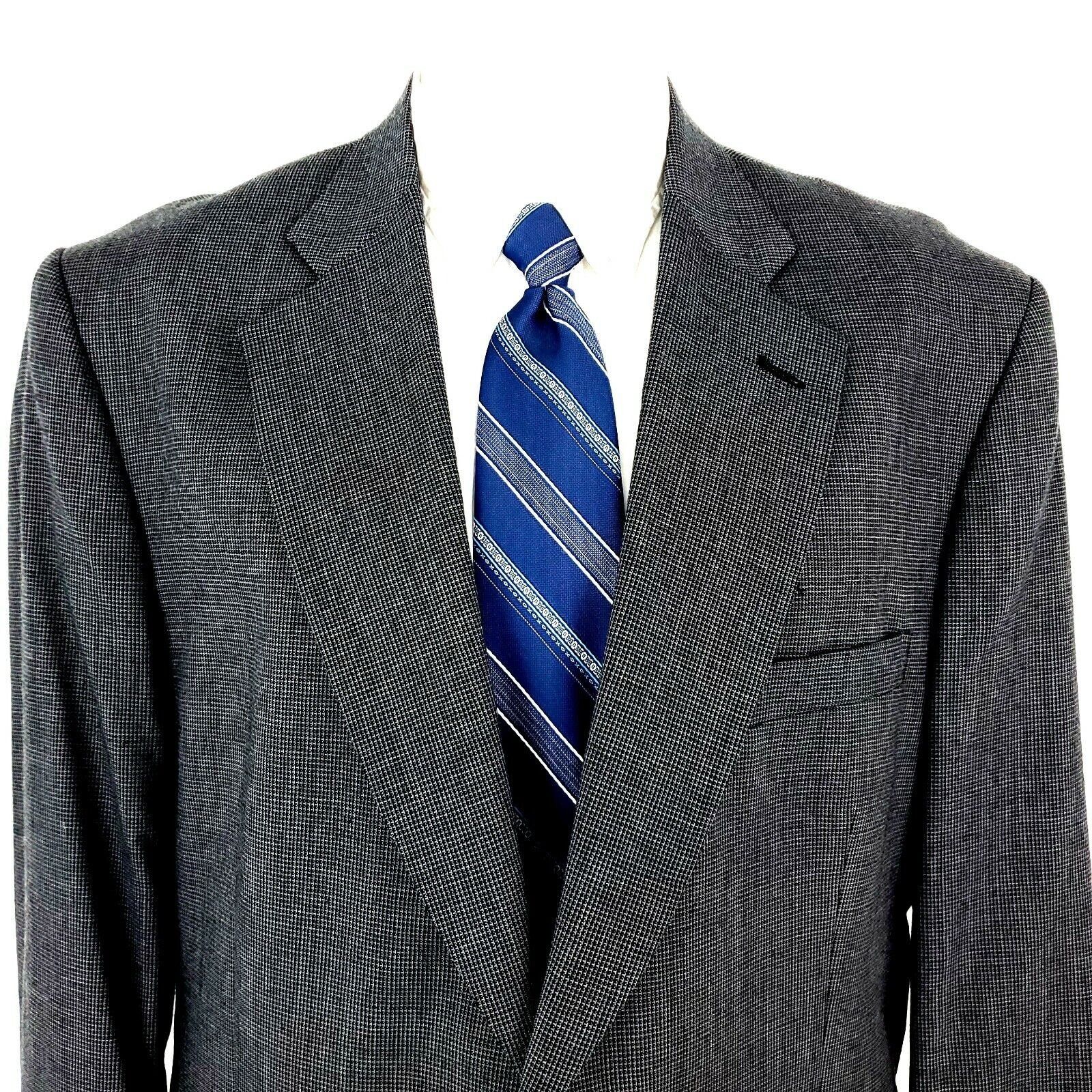 Stafford Stafford Wool Heavy Wool 2 Button Sport Coat 44L Gray Nailsh Size 44L - 1 Thumbnail