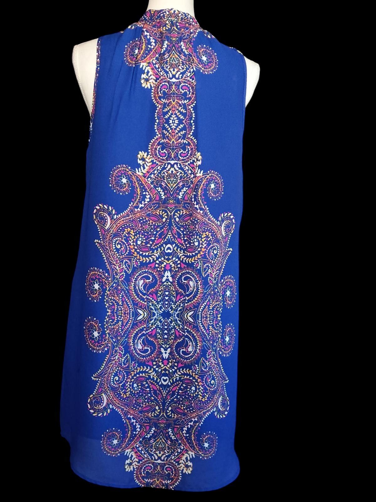 Other Allison Joy Blue Sleeveless Midi Dress w/Intricate Pattern Size M / US 6-8 / IT 42-44 - 6 Thumbnail
