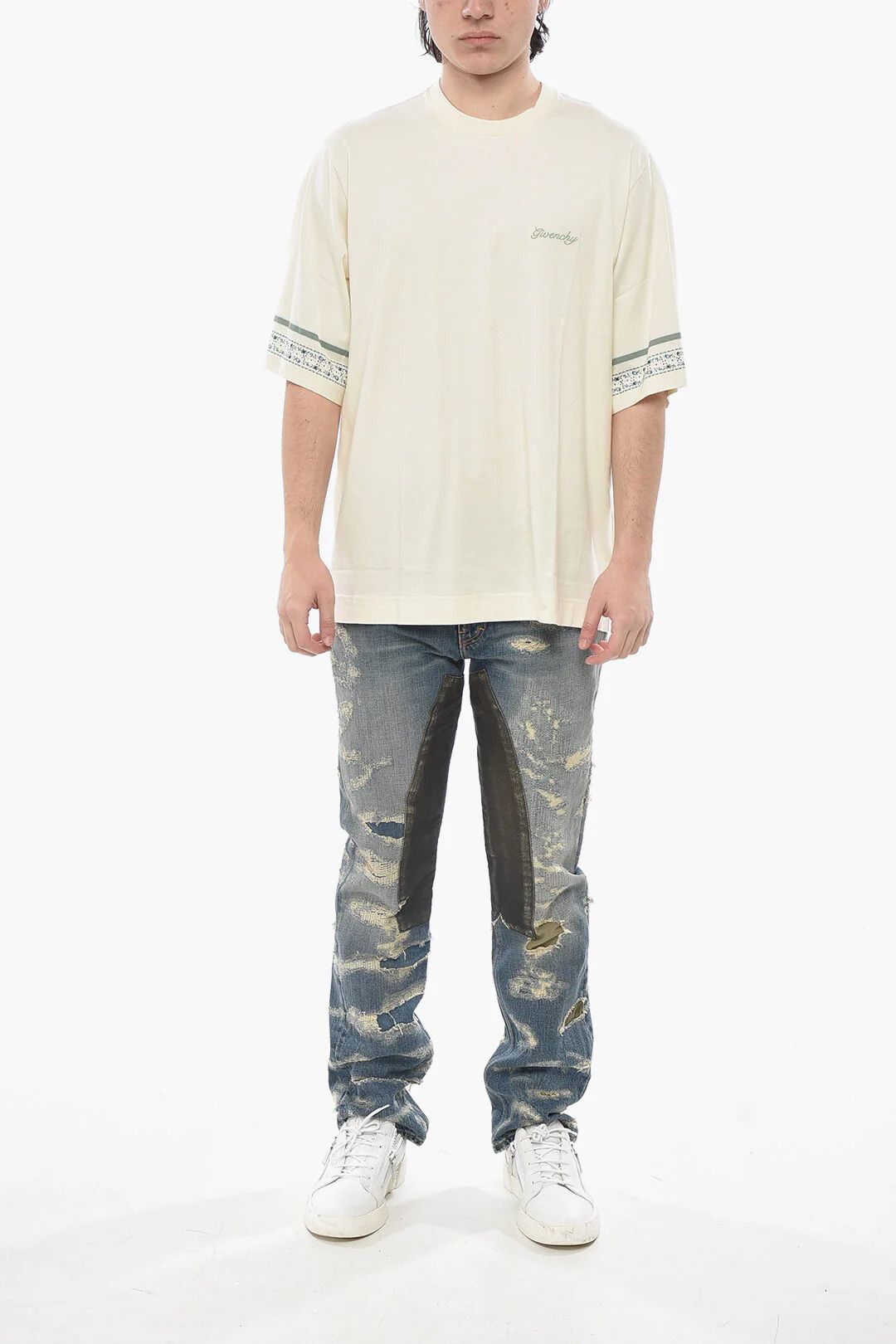Givenchy og1mm0326 Cotton Crewneck T-Shirt in Beige Size US S / EU 44-46 / 1 - 4 Thumbnail
