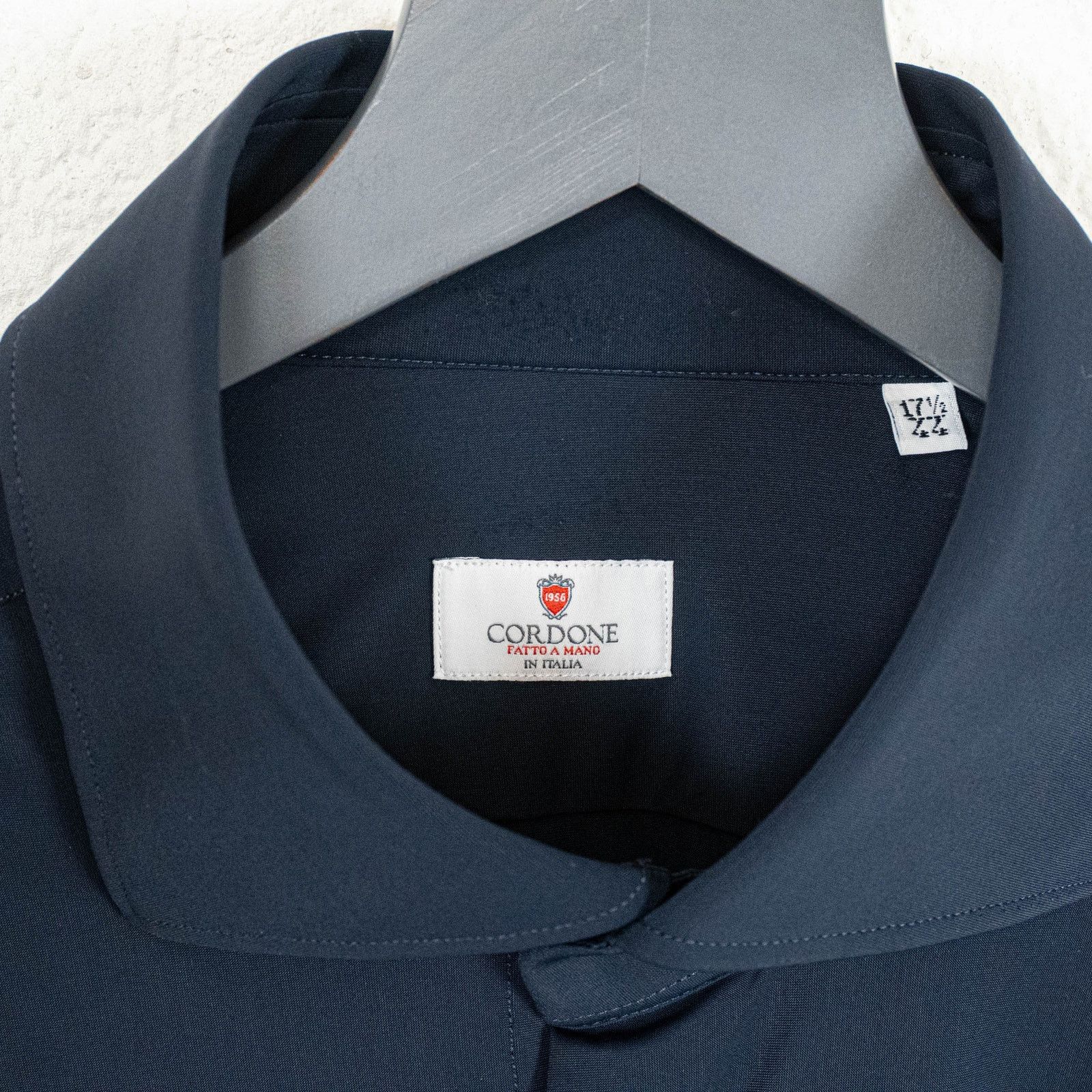 Cordone CORDONE 1956 No Iron Technical Fabric Stretch Shirt Navy Size US XL / EU 56 / 4 - 6 Thumbnail