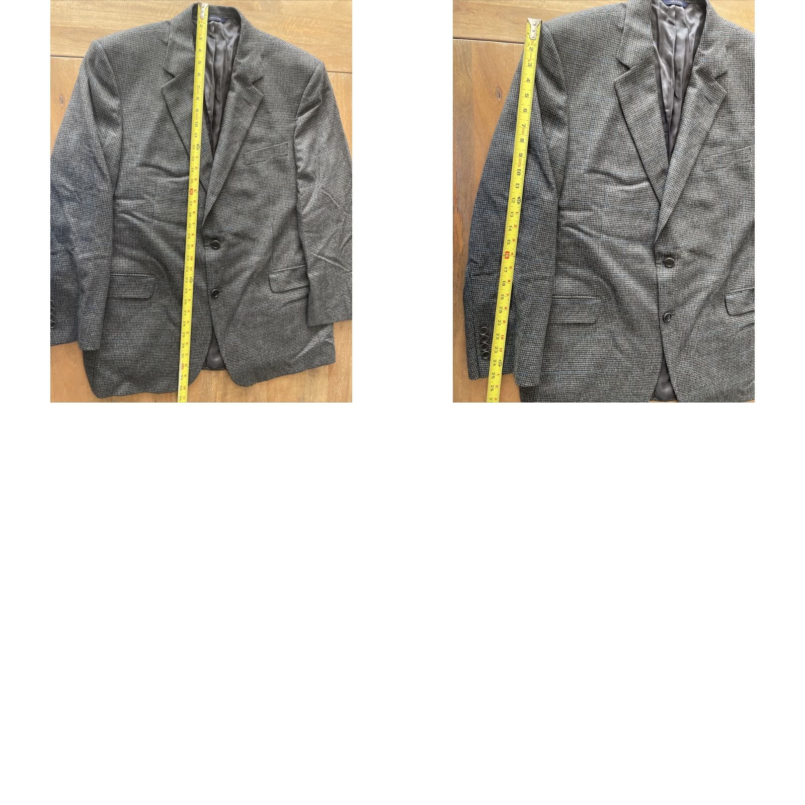 Brooks Brothers Brooks Brothers Madison Loro Piana Houndstooth Windowpane Blazer Sport Coat 44R Gray Wool Dual-Button Notch Lapel Regular Fit Mens Blazer Size 44R - 9 Thumbnail