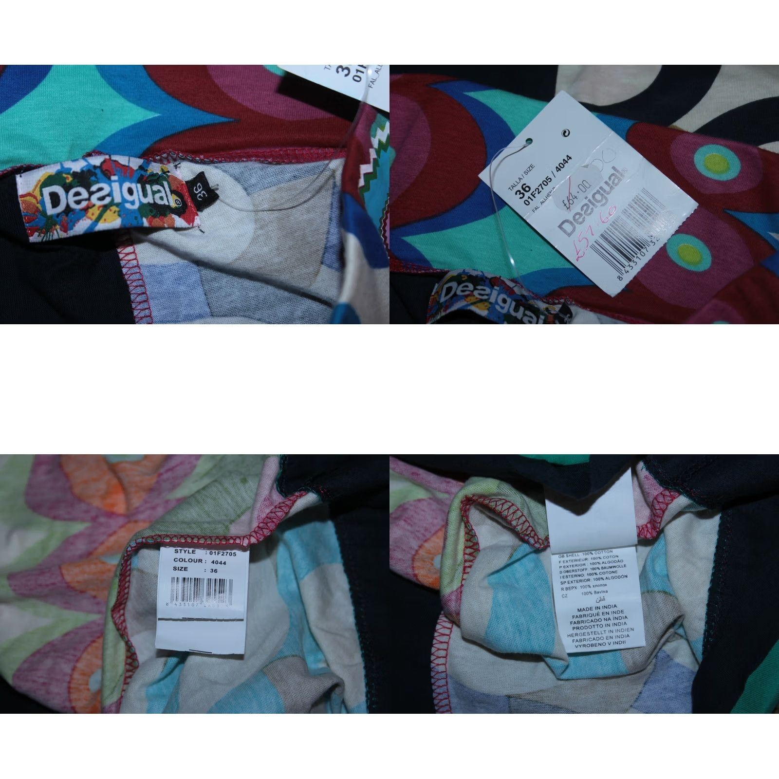 Desigual Desigual Skirt 36 BNWT Midi Multicoloured Cotton Womens Size 25" / US 0 / IT 36 - 8 Thumbnail