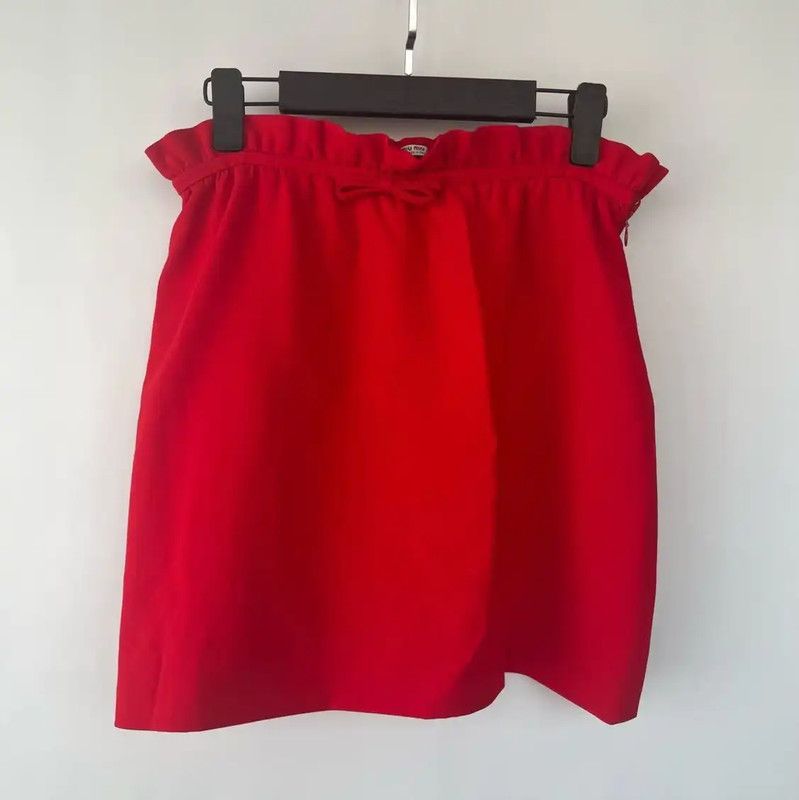 Miu Miu Miu Miu Red Summer Midi Skirt for Women 0089 Size 28" / US 6 / IT 42 - 1 Thumbnail