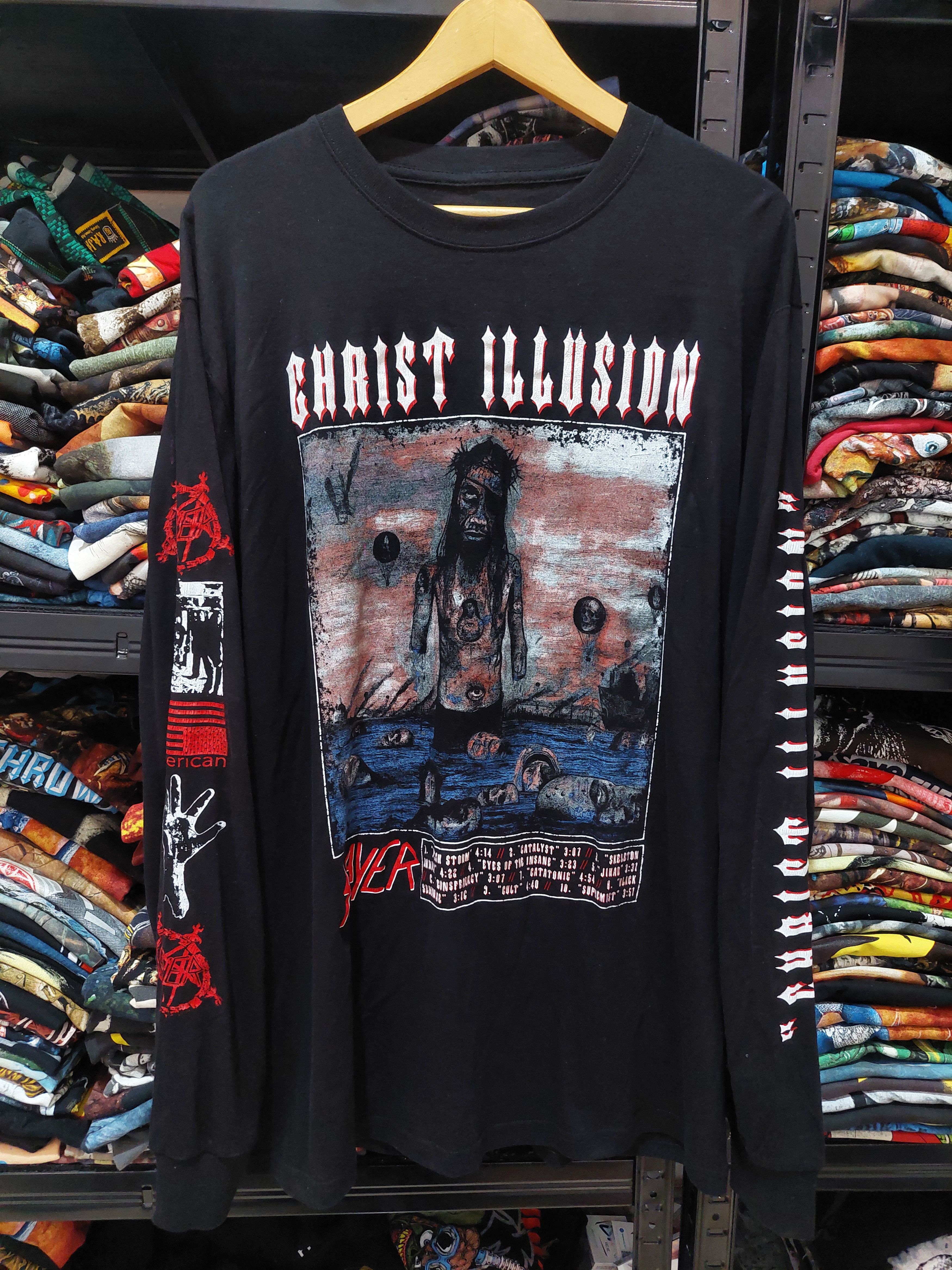 image of Band Tees x Rock T Shirt Slayer Christ Illusion Longsleeve in Black, Men's (Size XL)