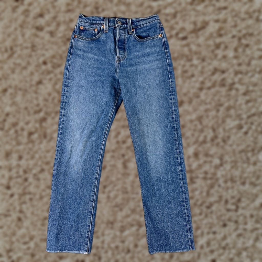 Levi's Levi's Jeans Adult 25 Blue Denim Button Fly Straight 5-Pocket Cotton Regular Medium Size US 26 / EU 42 - 1 Thumbnail