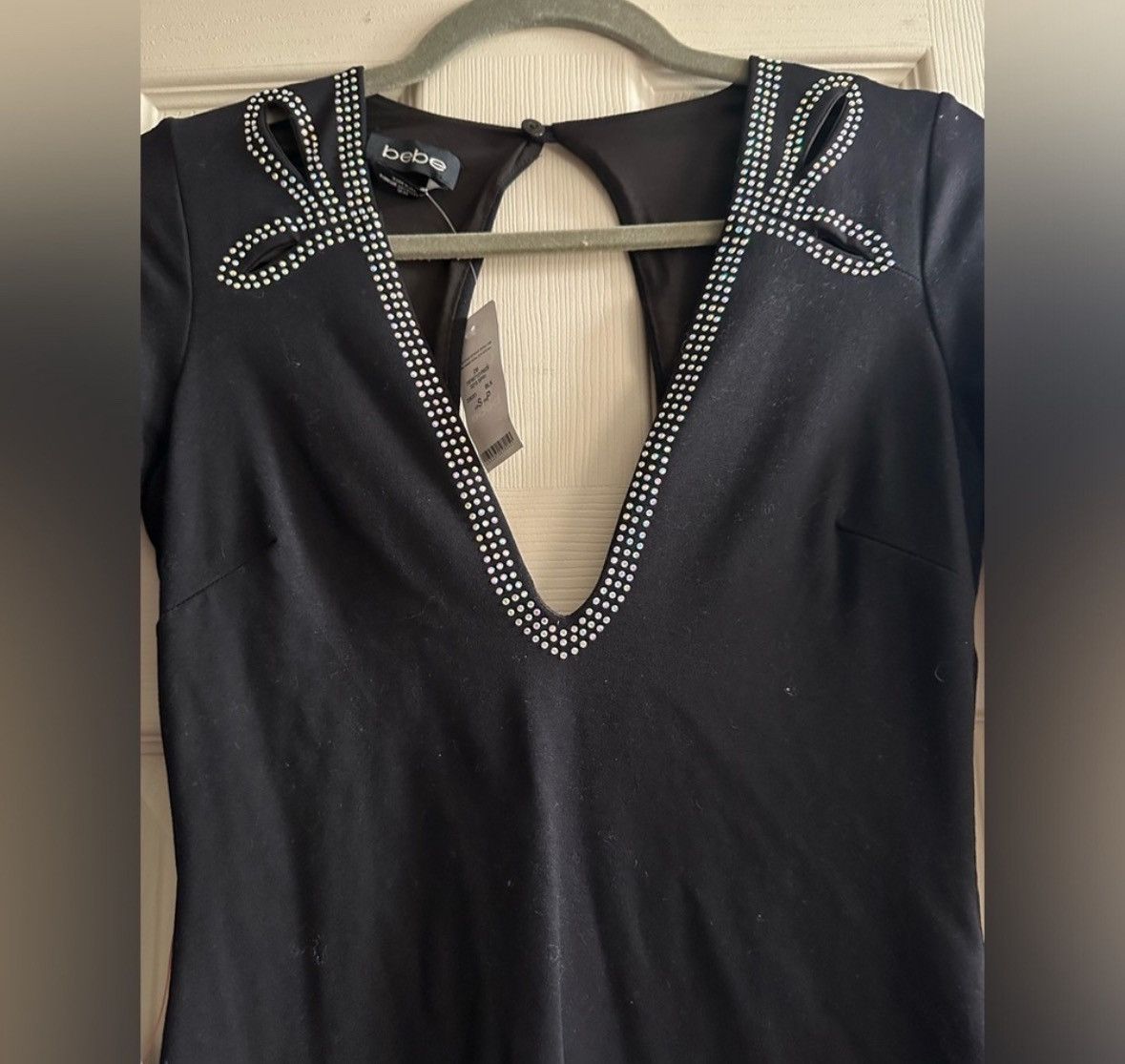 Bebe Bebe Elegant Black Dress with Rhinestone Detail Size S / US 4 / IT 40 - 2 Thumbnail