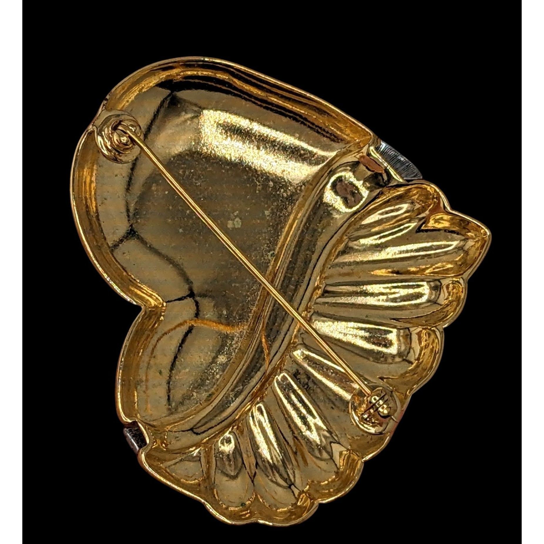 Other Vintage Love Gold-Tone Heart Brooch With Faux Marcasite Acce Size ONE SIZE - 3 Thumbnail