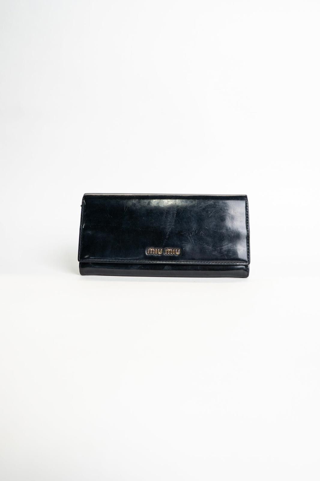 Miu Miu 00's Miu Miu Patent Leather Gold Plaque Long Wallet Size ONE SIZE - 1 Thumbnail