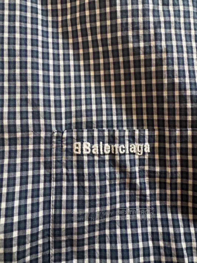 Balenciaga Balenciaga Embroidered BB long-sleeve blue and white plaid Size XS / US 0-2 / IT 36-38 - 5 Thumbnail