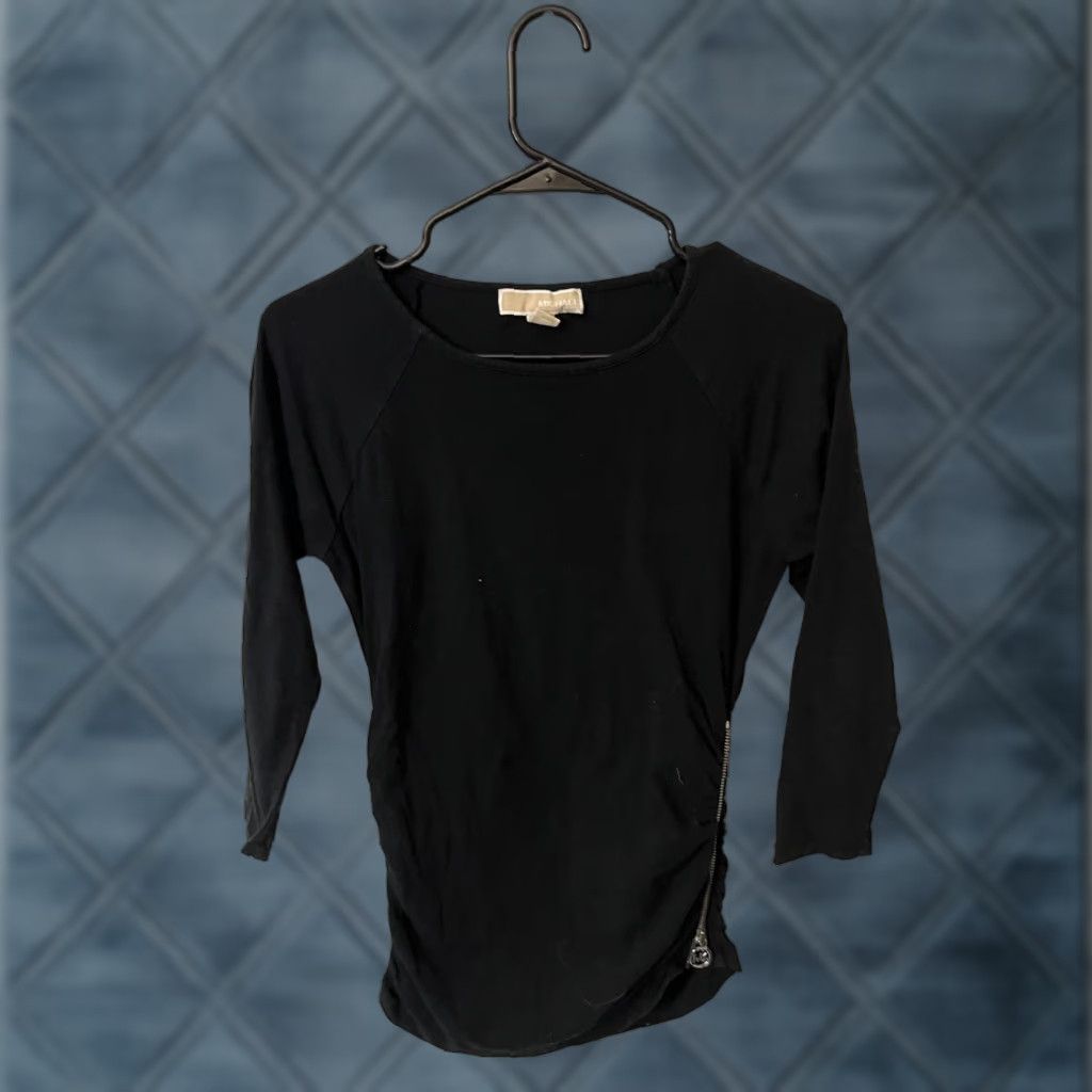 Michael Kors Michael Kors Blouse Women's Basic Pleated 3/4 Sleeve Black S Casual Top Size S / US 4 / IT 40 - 1 Thumbnail