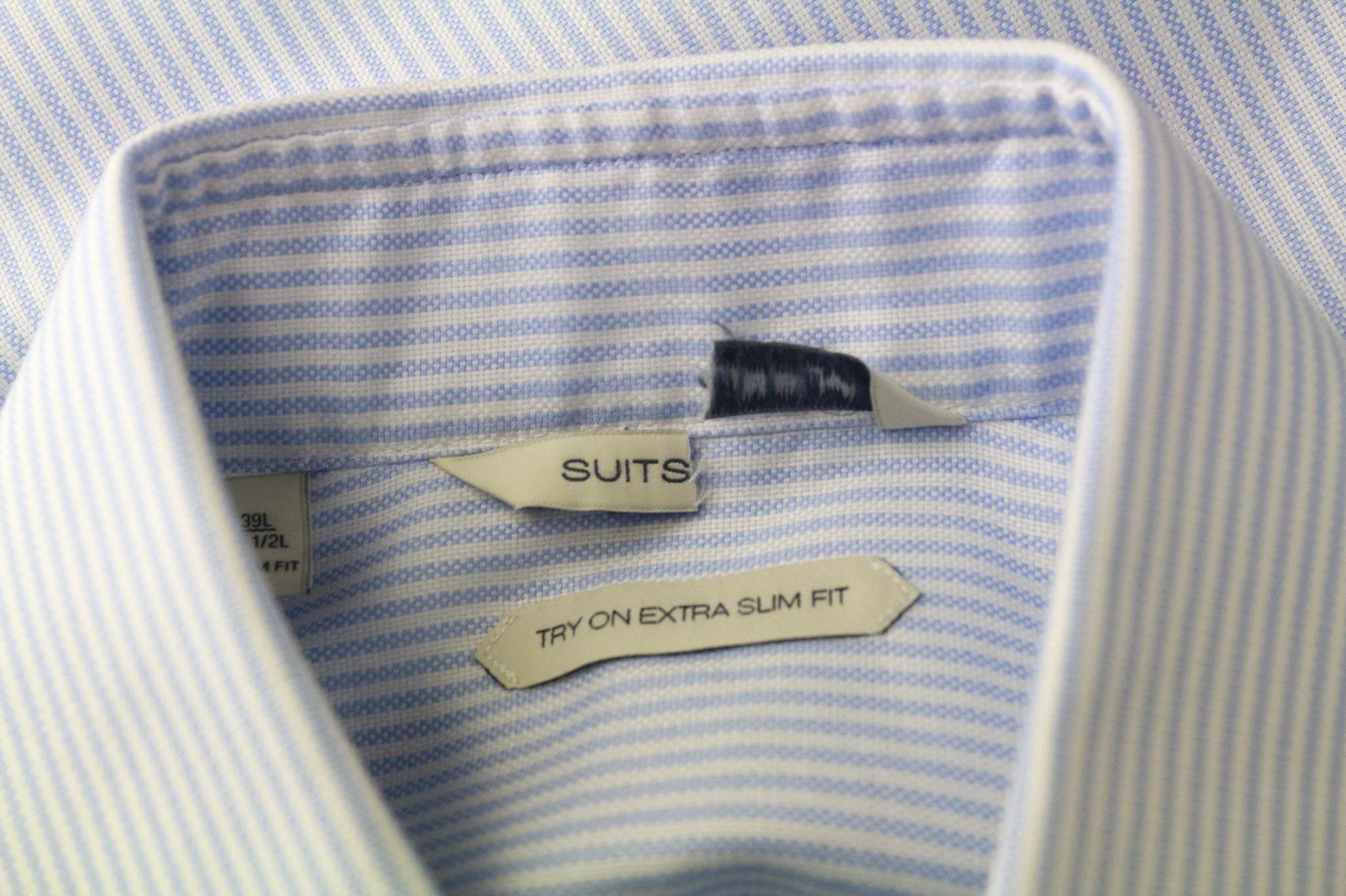Suitsupply 39L/15 1/2L Extra Slim Blue Cotton Striped Shirt 76557 Size 40L - 8 Thumbnail