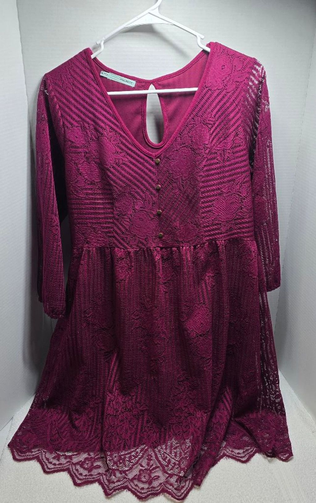 Maurice Lacroix Women's Maurices Magenta Lace Long Sleeve Dress S Size S / US 4 / IT 40 - 1 Thumbnail