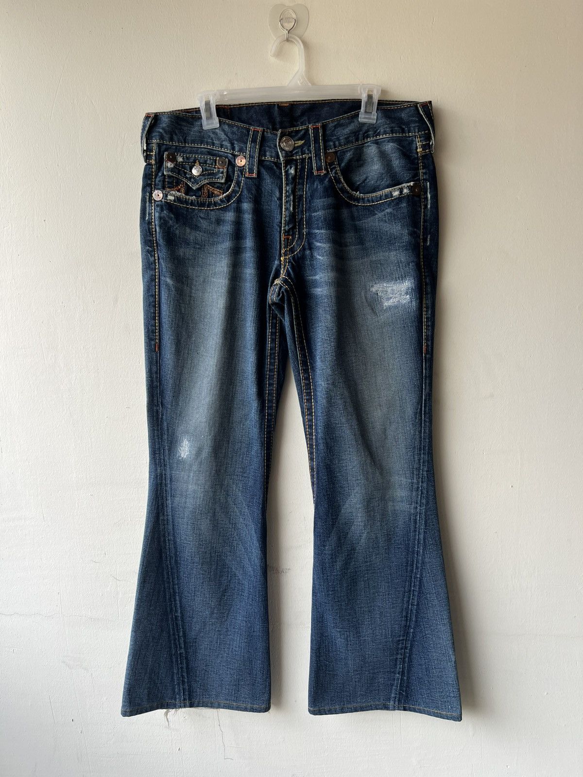 True Religion VTG Y2K True Religion Rainbow Joey Denim Super Flare Jeans Size US 33 - 2 Thumbnail