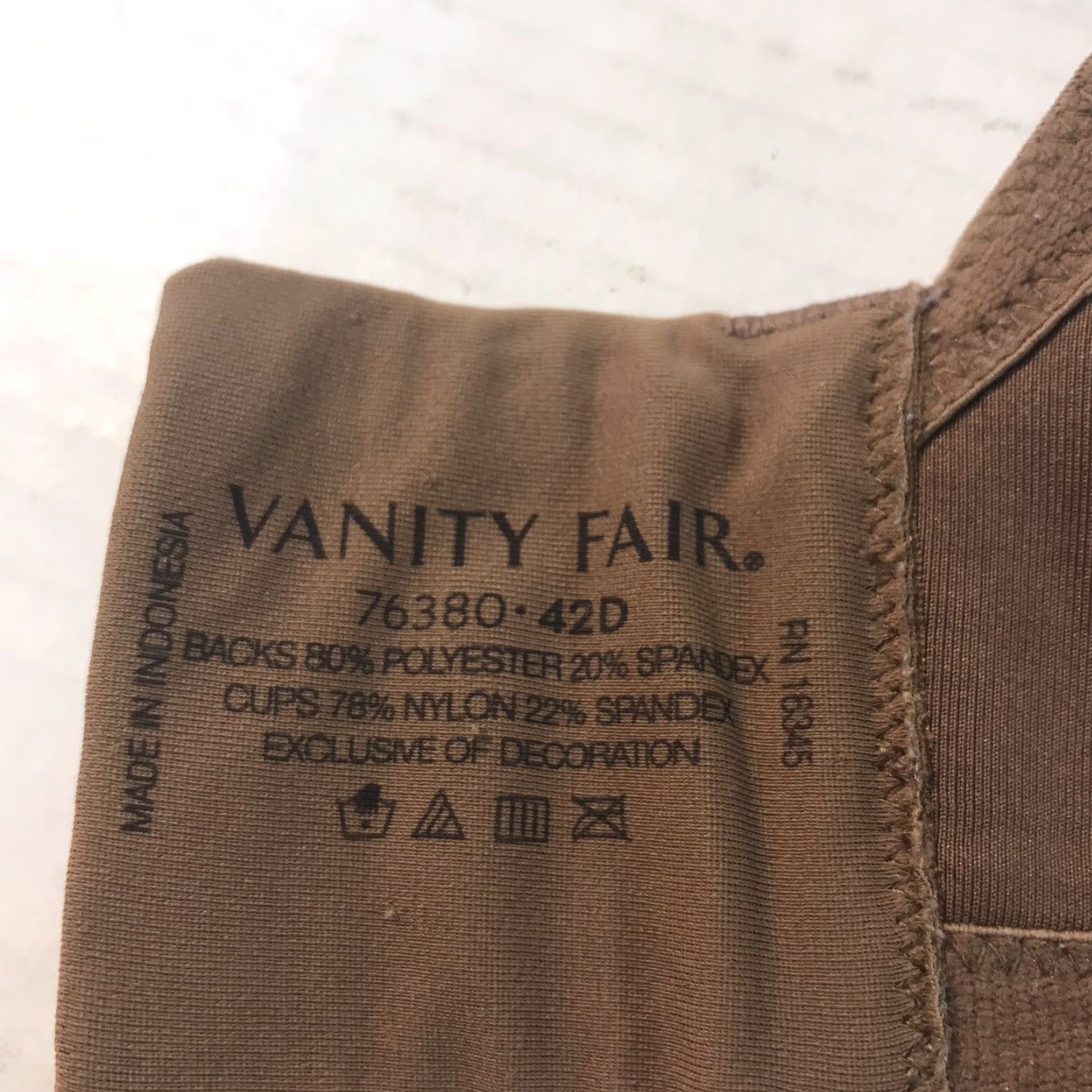 Vintage Vanity Fair Brown Lightly Lined Bra Womens Size 42D Indonesia Size ONE SIZE - 5 Thumbnail