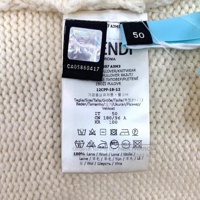 Fendi Fendi Ivory Logo Letter Embroidered Wool Crew Neck Long Sl Size US M / EU 48-50 / 2 - 6 Thumbnail