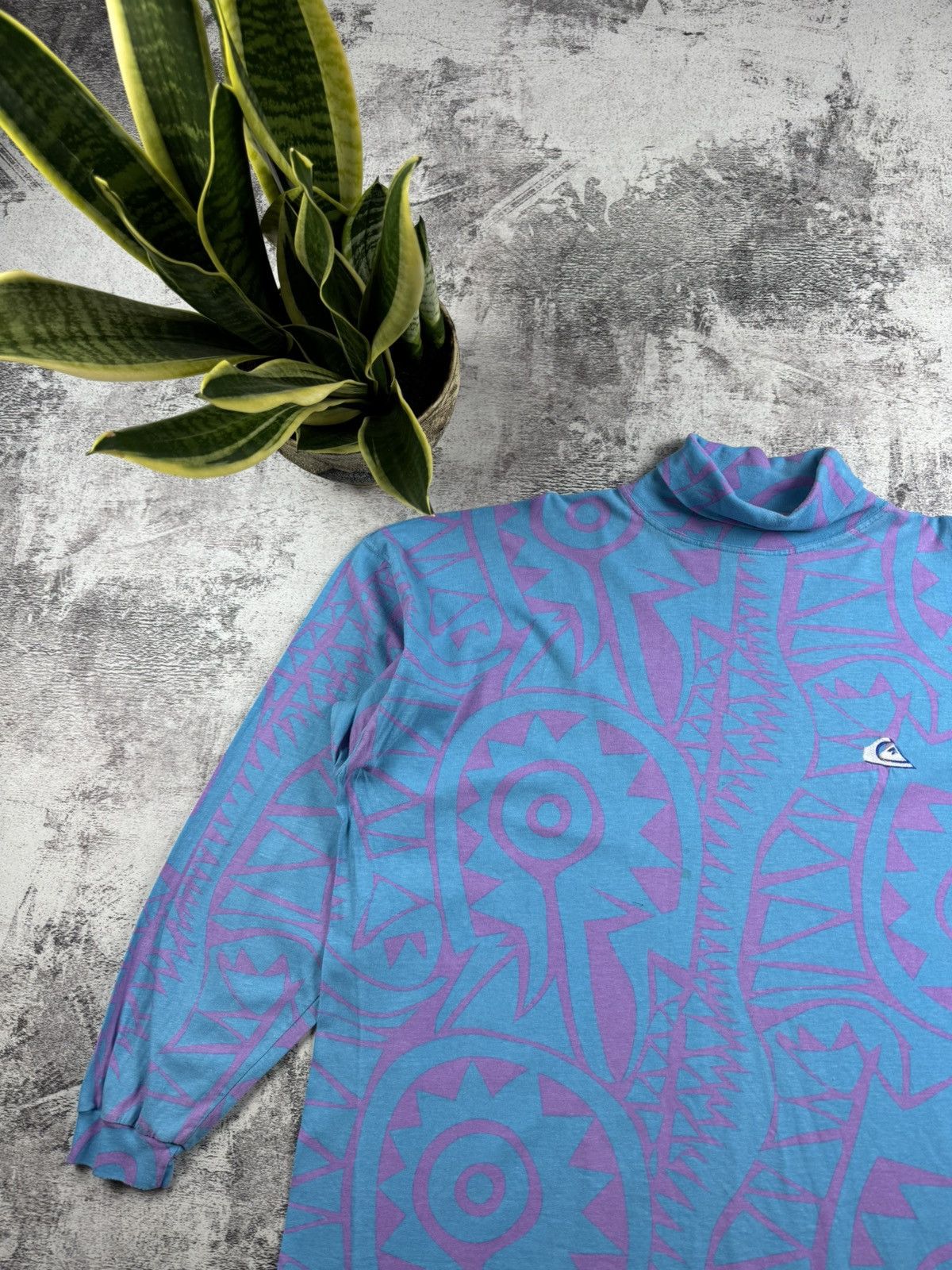 Quiksilver Quicksilver 80s Vintage USA Monogram Surf Blue Turtleneck Pullover Sweatshirt Size US L / EU 52-54 / 3 - 5 Thumbnail