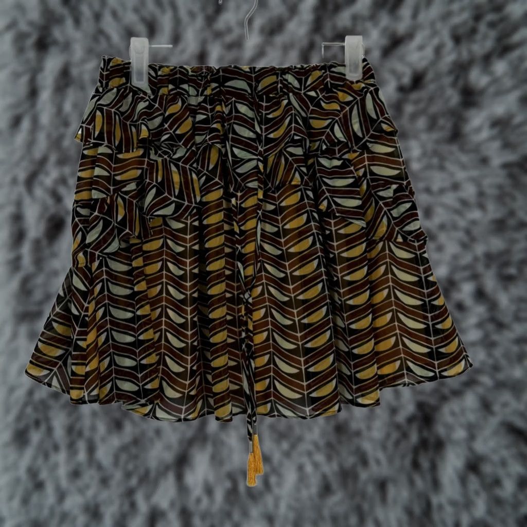 Scotch & Soda Scotch & Soda Mini Skirt Women’s XS Rust Black Gold Ruffled Tassel Cotton W217 Size 26" / US 2 / IT 38 - 1 Thumbnail