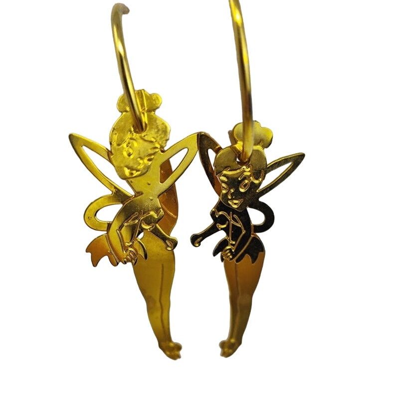 Disney Disney Signed Gold Tone Tinkerbell Dangle Earrings Size ONE SIZE - 1 Thumbnail