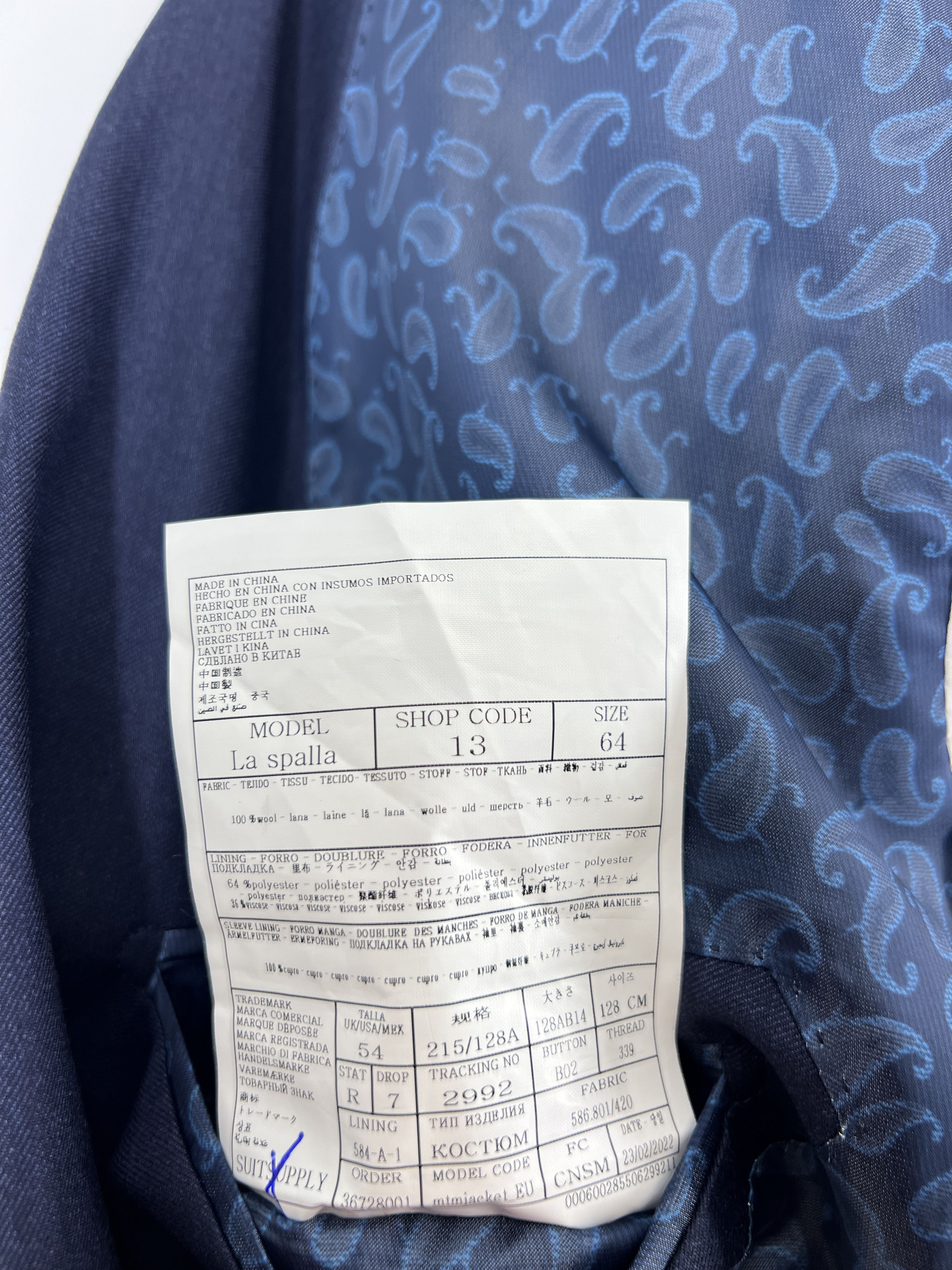 Suitsupply La Spalla Wool Formal Blazer Waistcoat Suit EU:64; UK/US:54R Size 54R - 11 Thumbnail