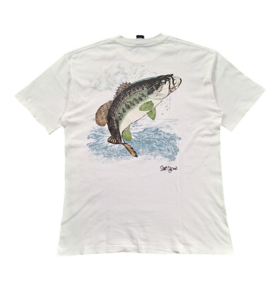 Vintage × Yamaha VTG 90s Distressed Yamaha Bass Fishing T shirt Size US L / EU 52-54 / 3 - 1 Thumbnail